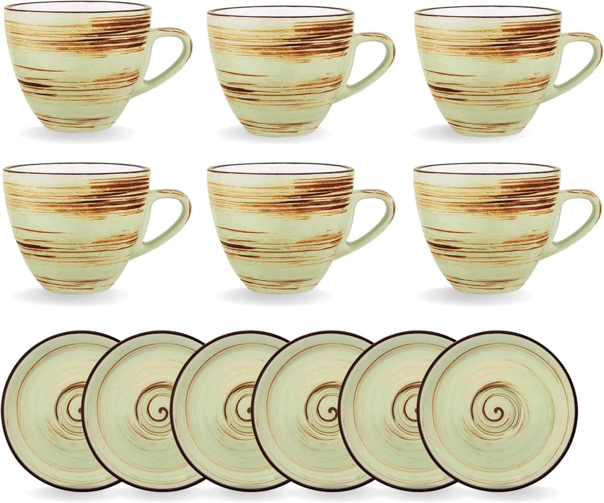 Wilmax SPIRAL Tassen mit Untertassen, 6er-Set, 300 ml, Porzellan, Modern & Elegant - Bild 1