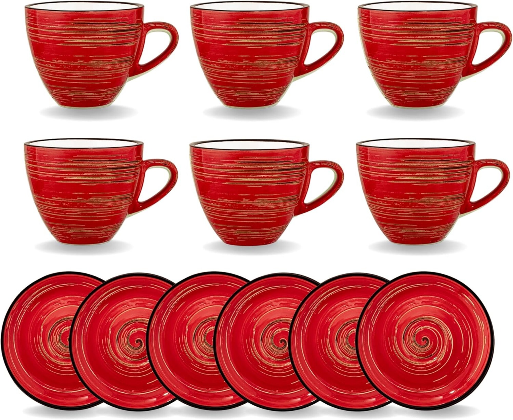 Wilmax SPIRAL Tassen-Set 190 ml, 6er-Set, Porzellan, Modernes Design, Sp&uuml;lmaschinenfest - Bild 1