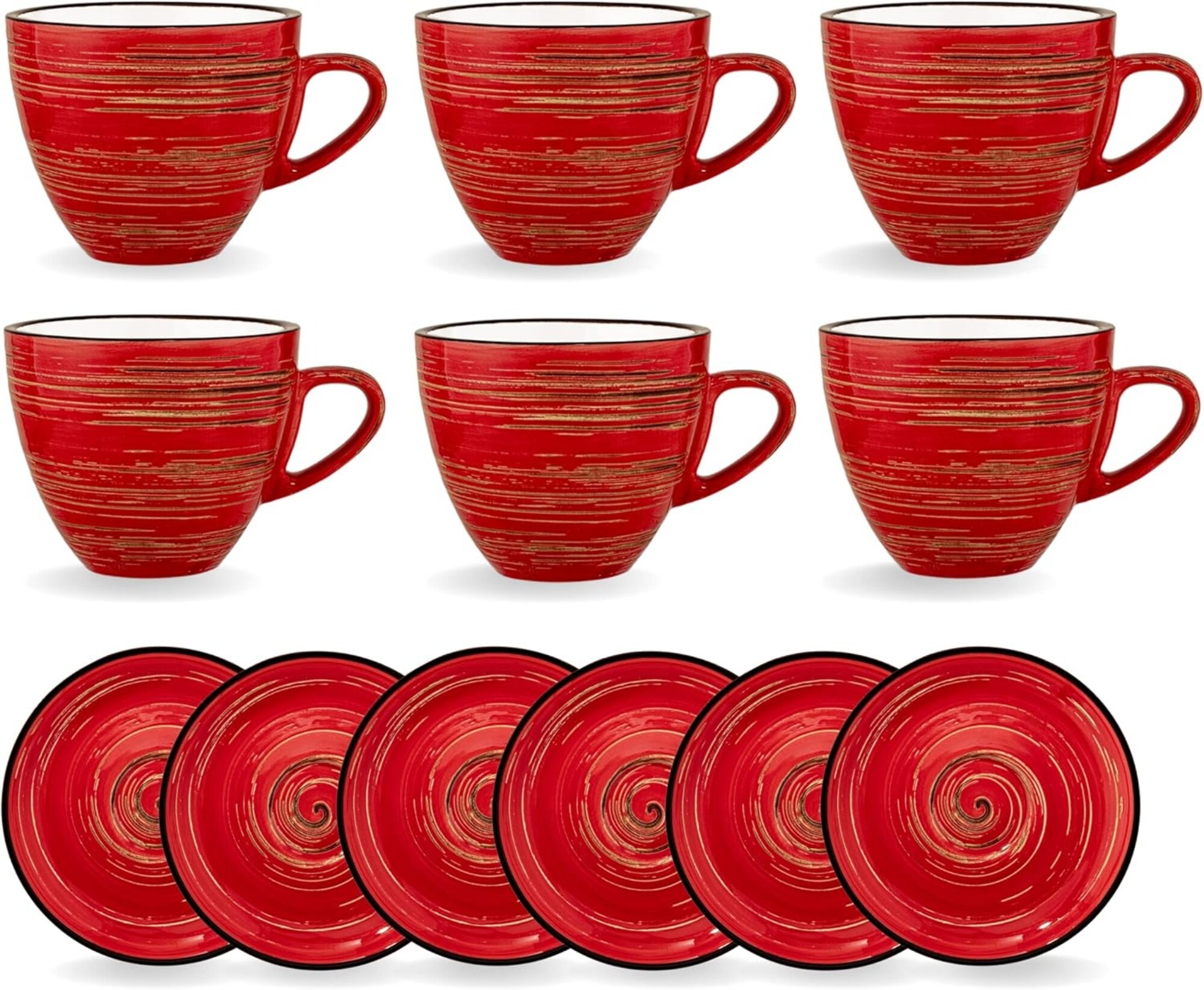 Wilmax SPIRAL Tassen-Set mit Untertassen, 6er-Set, 300 ml, Porzellan - Bild 1