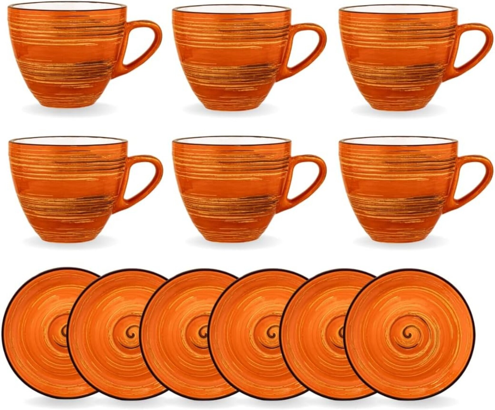 Modernes Wilmax SPIRAL Tassen-Set mit Untertassen, 6er-Set,