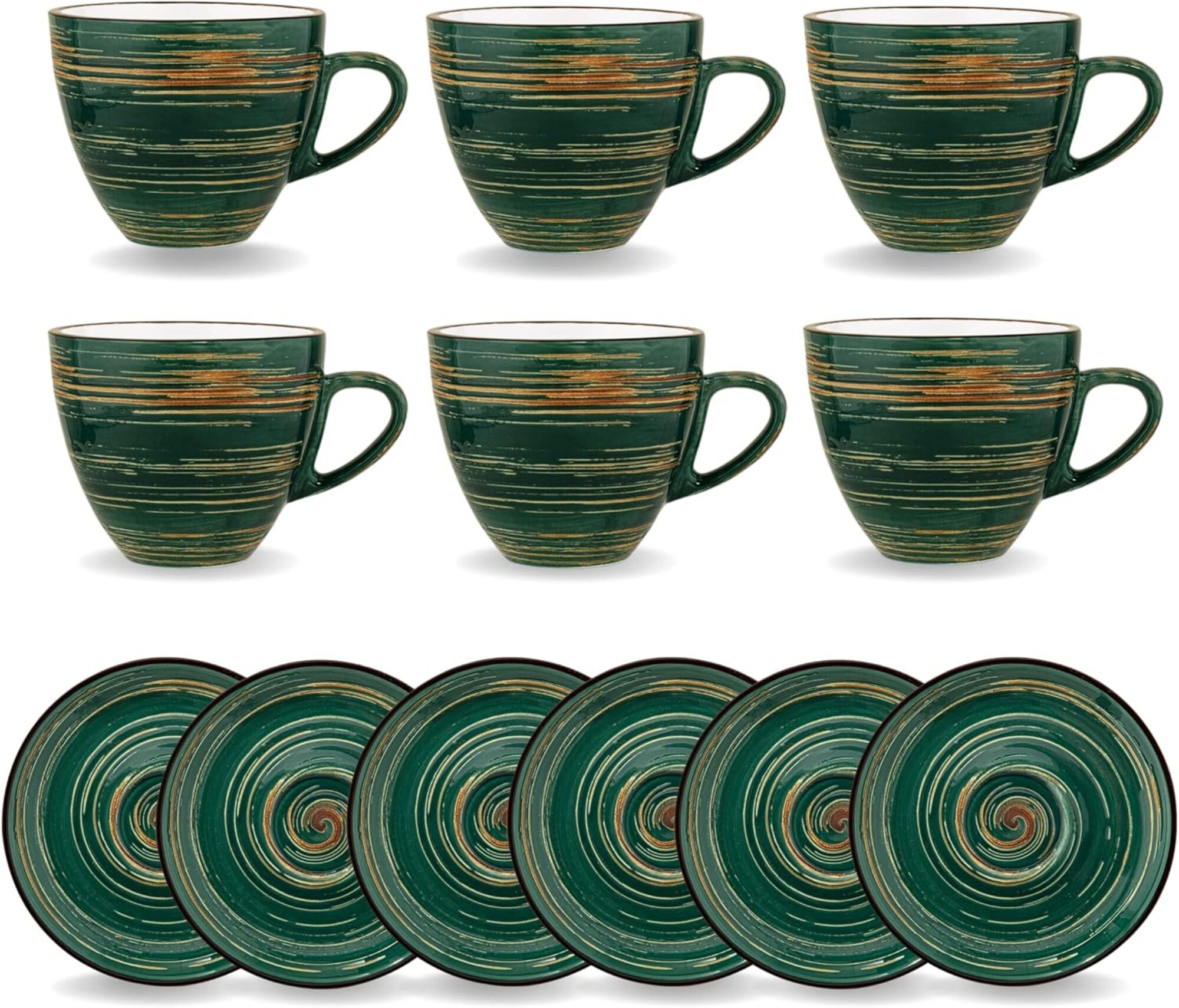 SPIRAL Tassen mit Untertassen 110 ml, 6er-Set, Porzellan, Modernes Design - Bild 1