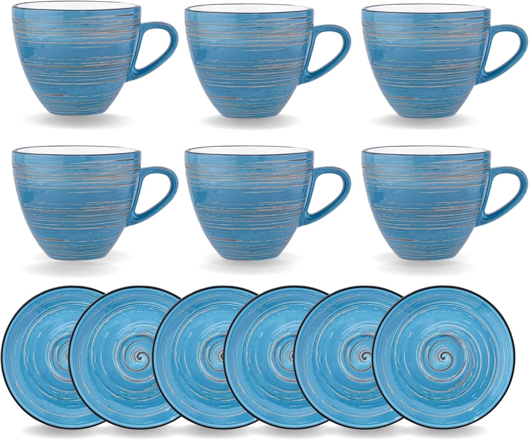 SPIRAL Tassen mit Untertassen 6er-Set, 190 ml &ndash; Elegantes Porzellan - Bild 1