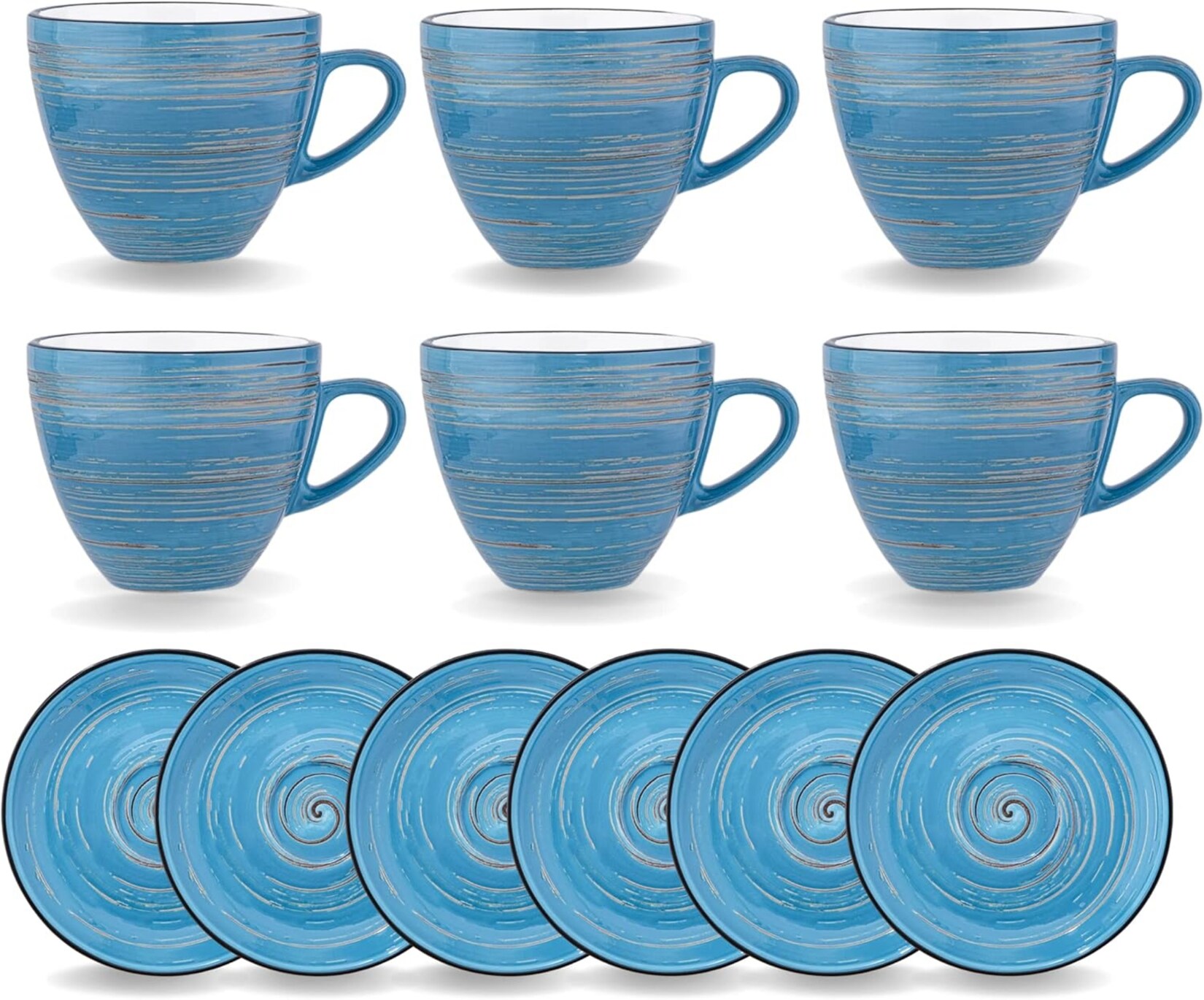 SPIRAL Tassen mit Untertassen 6er-Set,  – Elegantes Porzellan