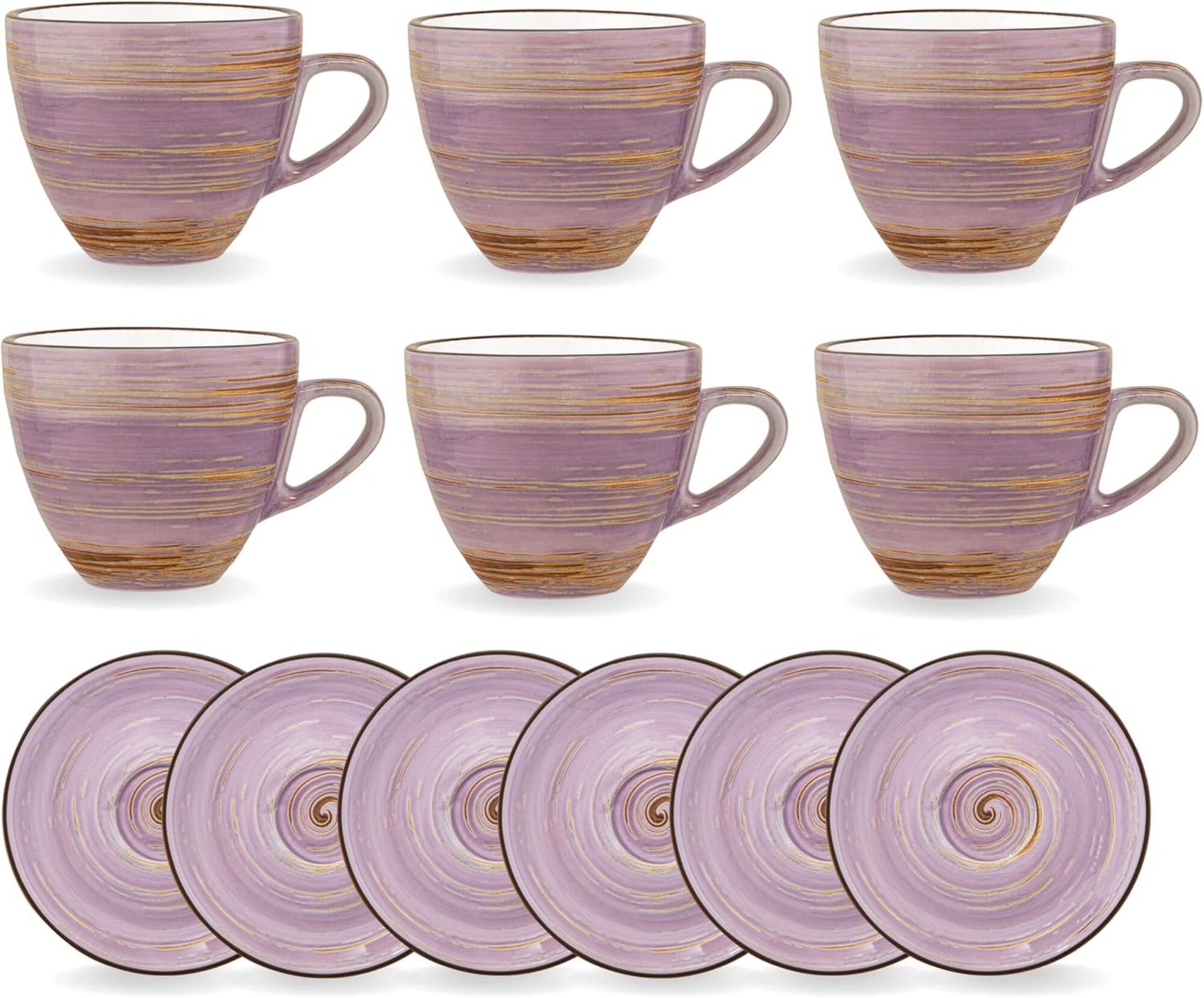 SPIRAL Tassen mit Untertassen 6er-Set, 300 ml &ndash; Elegantes Porzellan-Tassenset - Bild 1