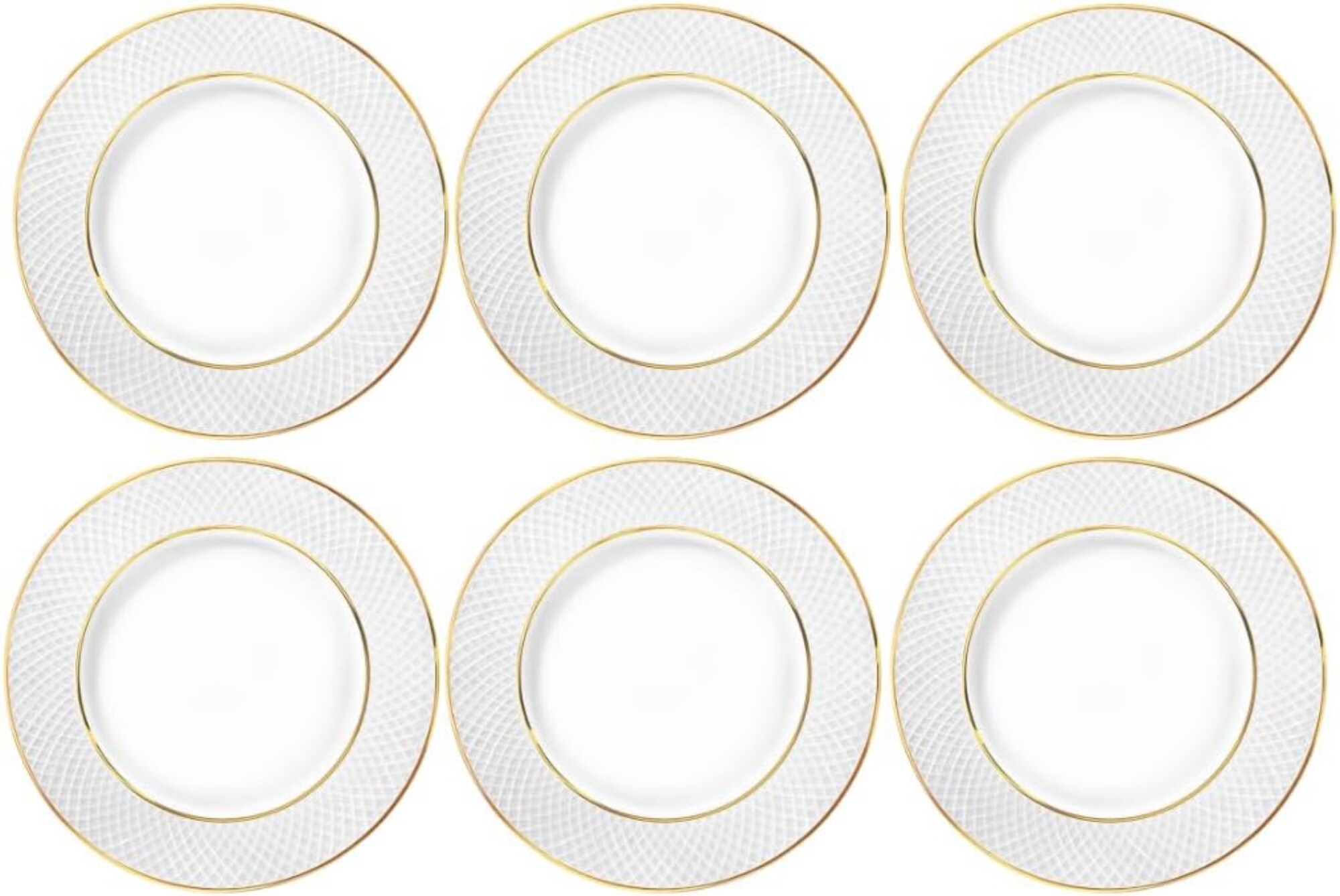 Teller mit Goldmuster - 6er-Set - &Oslash; 20 cm - Porzellan - Handgefertigt - Bild 1