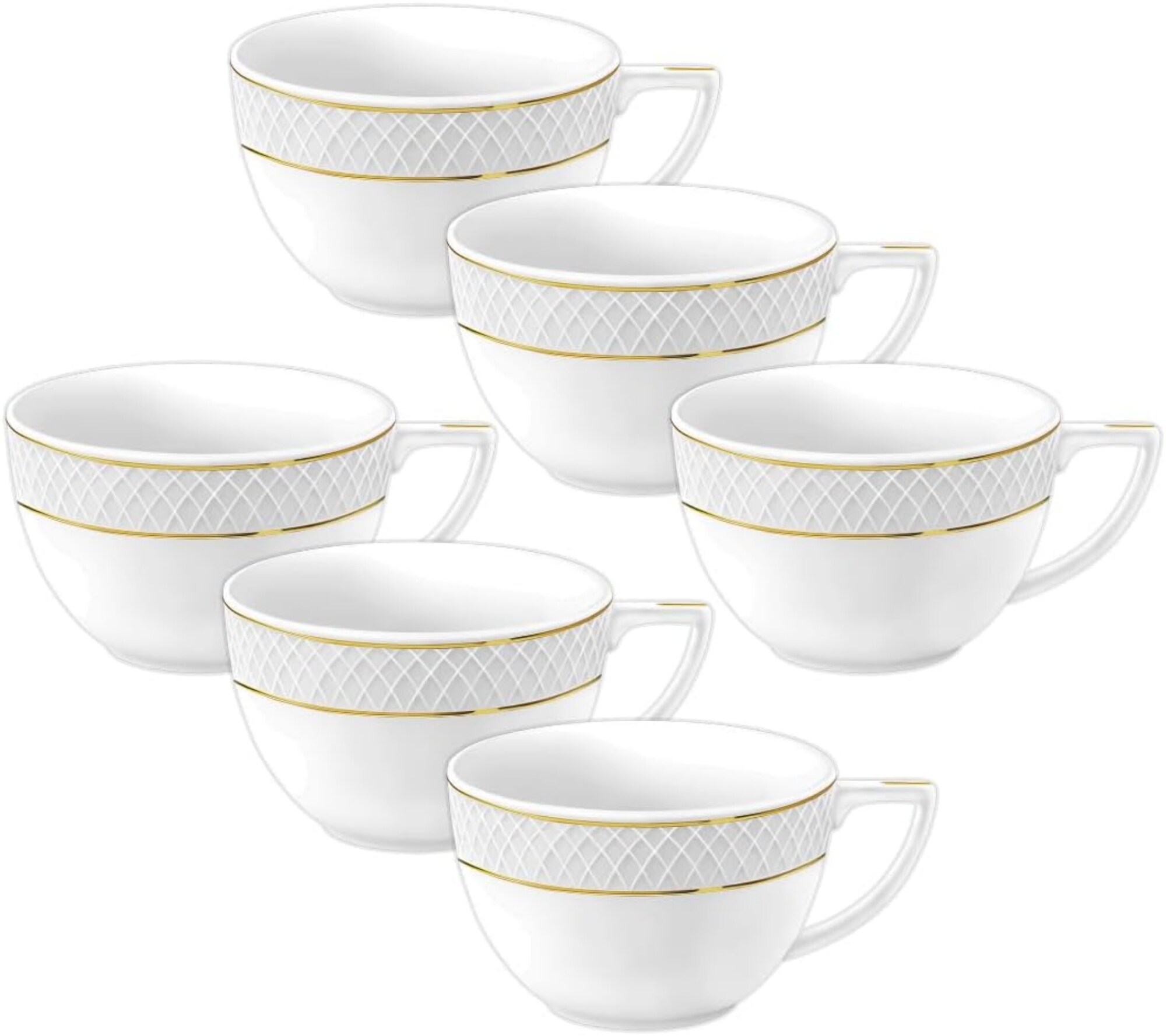 Teetassen & Kaffeetassen 6er Set - 500 ml - Kaffeebecher aus Porzellan mit Goldmuster - Bild 1