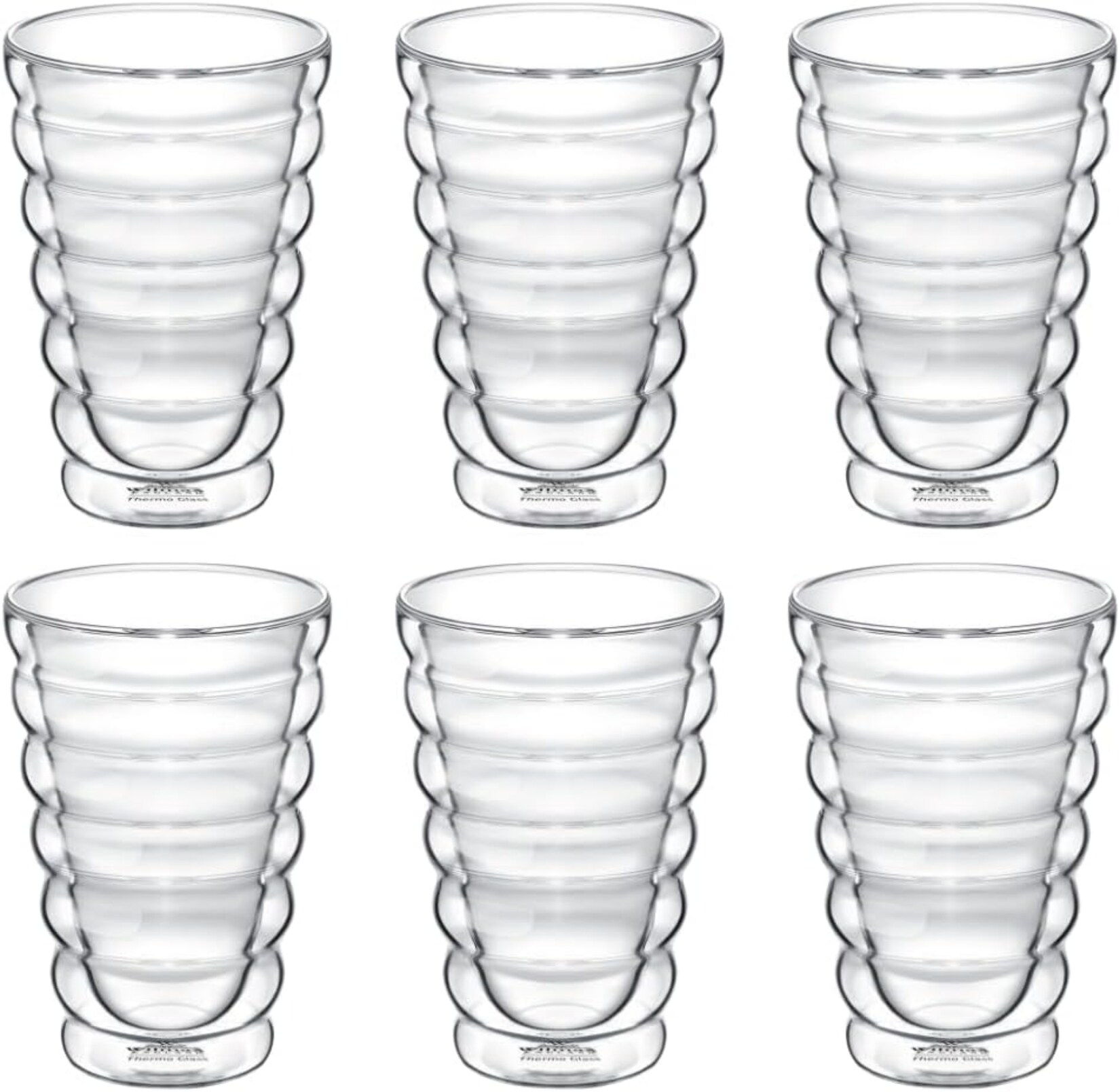 Wilmax Thermogläser – 6er-Set – Für Kaffee, Tee & kalte Getränke – 400 ml | 08682455437291