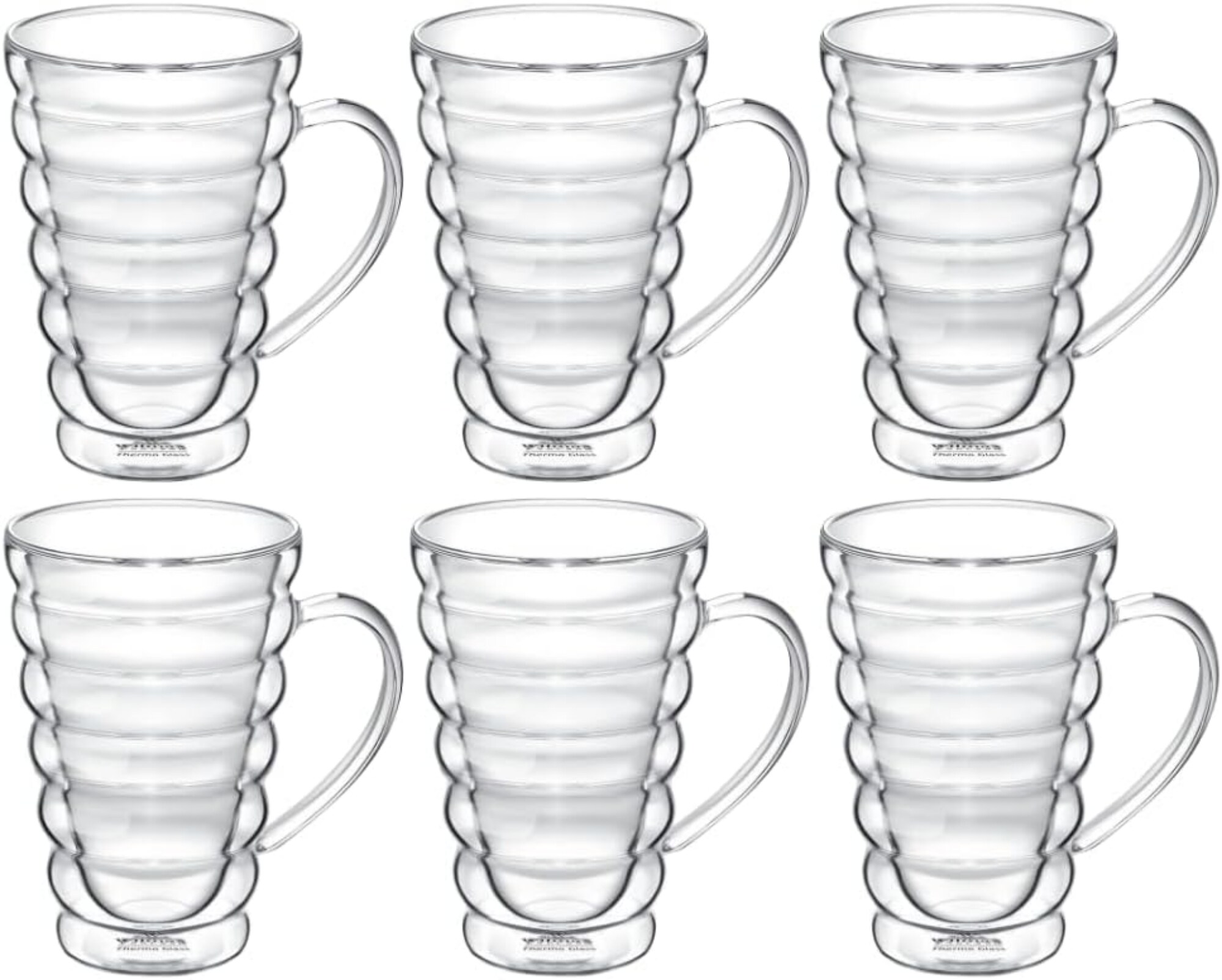 Wilmax Becher Bubble mit Henkel - 250 ml - 6er-Set f&uuml;r Hei&szlig;- und Kaltgetr&auml;nke - Bild 1