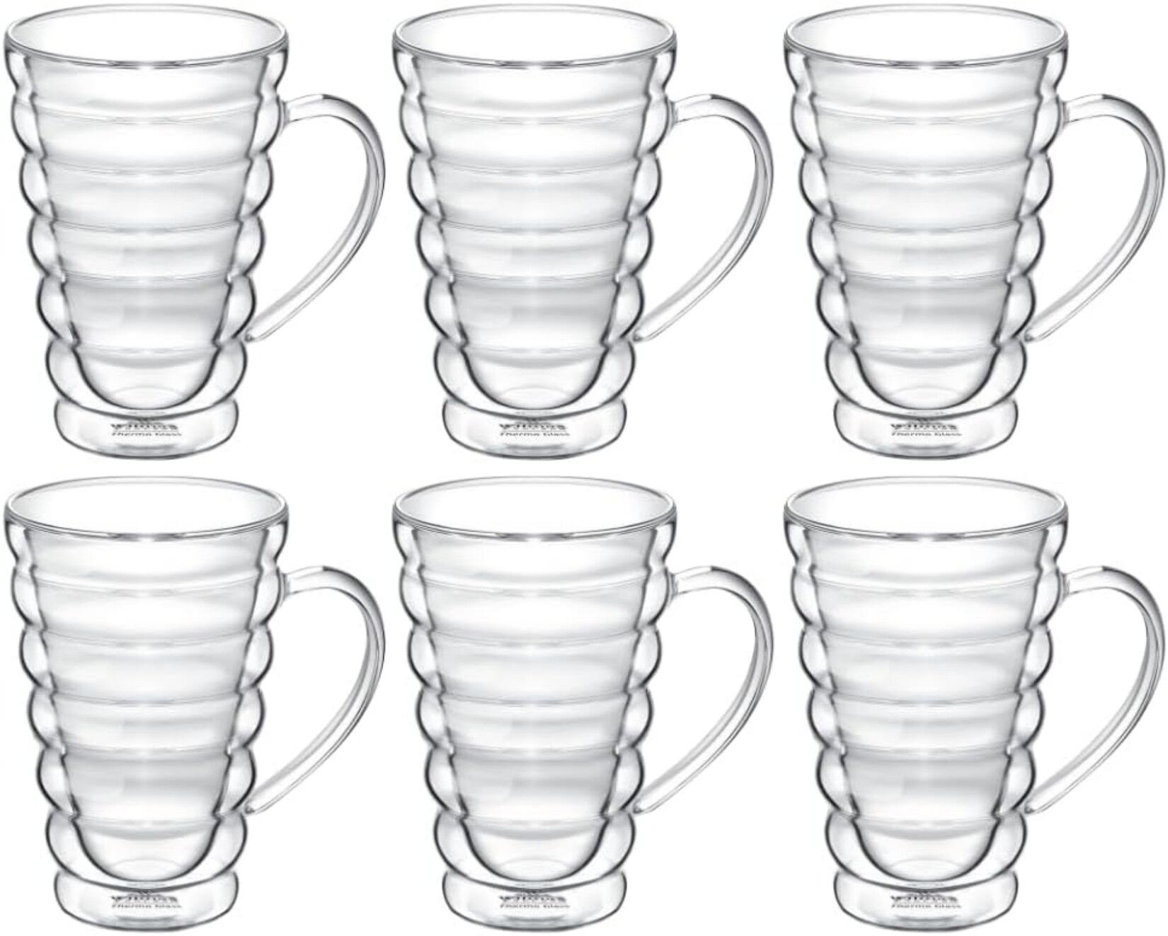 Wilmax Becher Bubble mit Henkel – 250 ml – 6er-Set für Heiß- und Kaltgetränke | 08682455437321