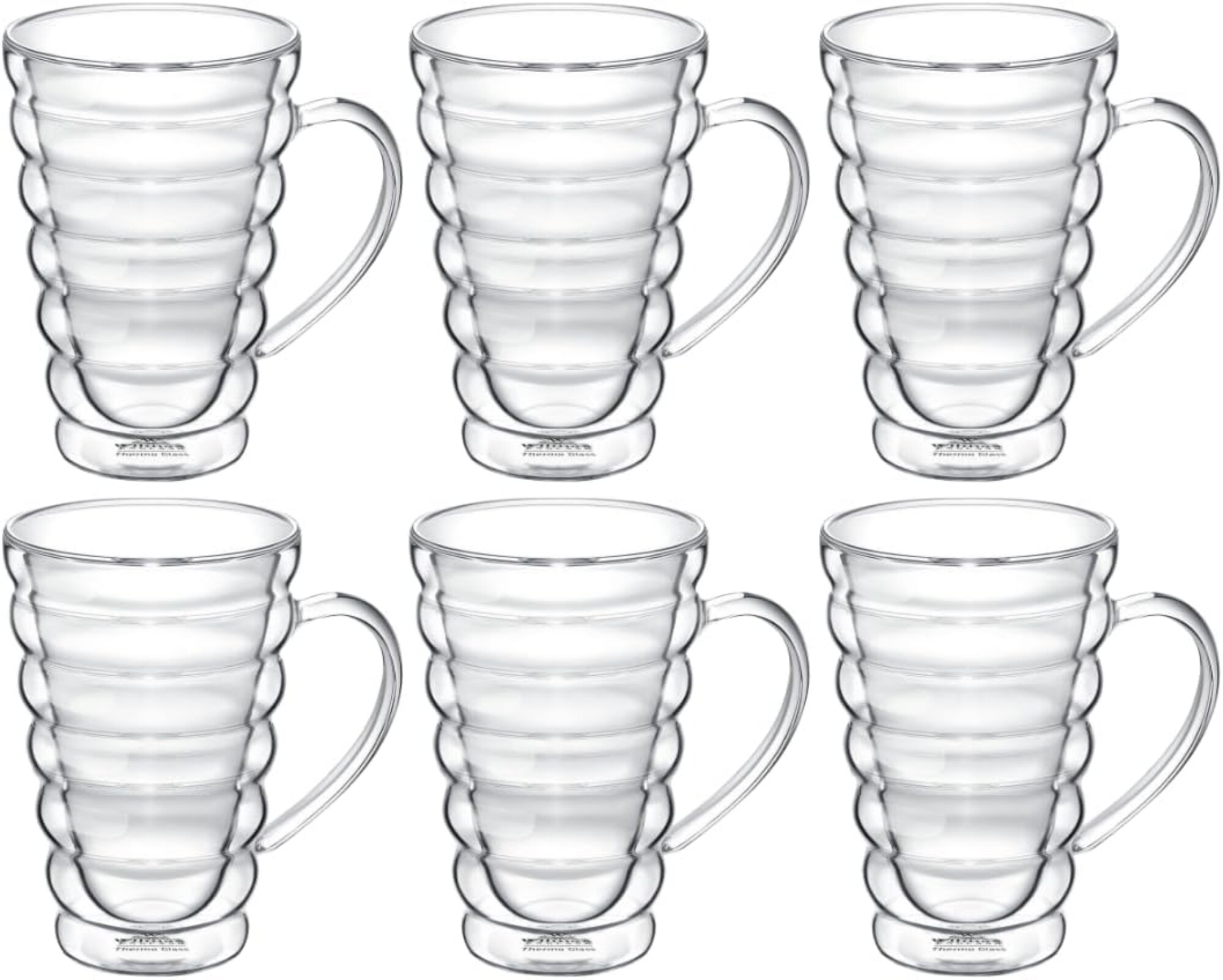 Wilmax Thermogl&auml;ser mit Henkel Bubble - 300 ml - 6er-Set - Doppelwandig - Bild 1