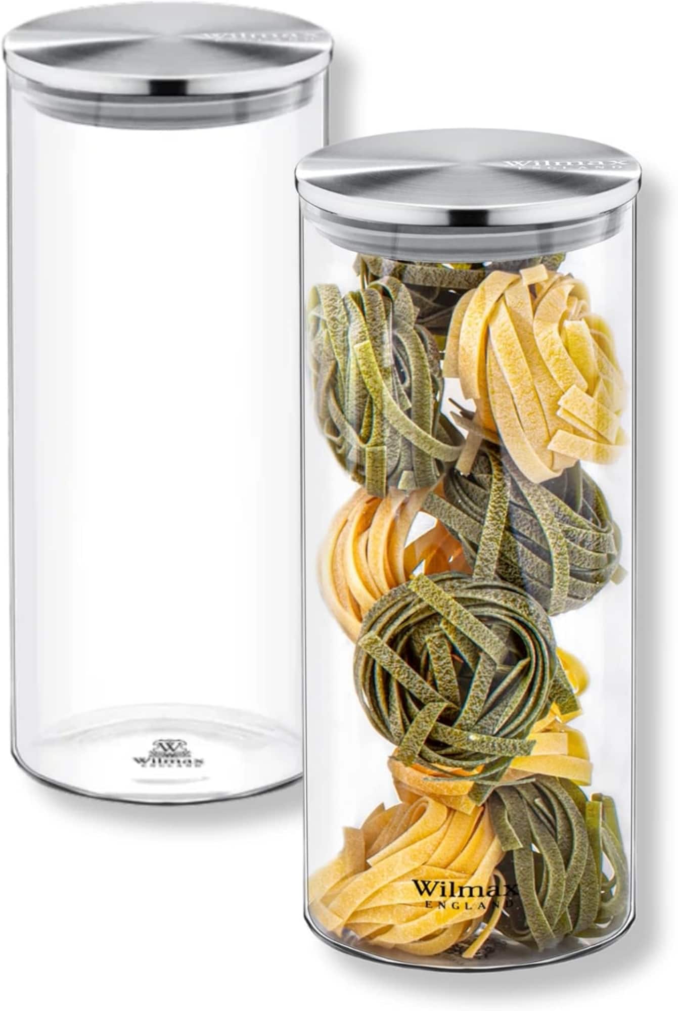 Wilmax Glasbeh&auml;lter mit Metalldeckel - 2er-Set - 1500 ml - Vorratsdosen K&uuml;che - Bild 1
