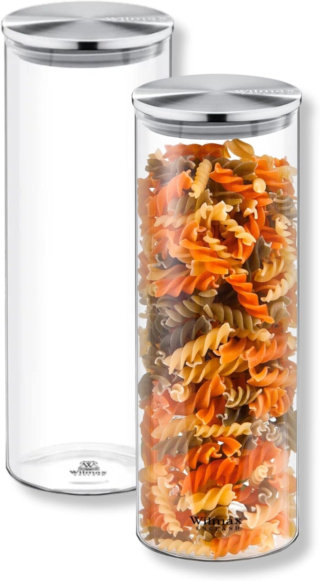 Wilmax Glasbeh&auml;lter mit Metalldeckel - 2er-Set - 1800 ml - Vorratsdosen K&uuml;che - Bild 1