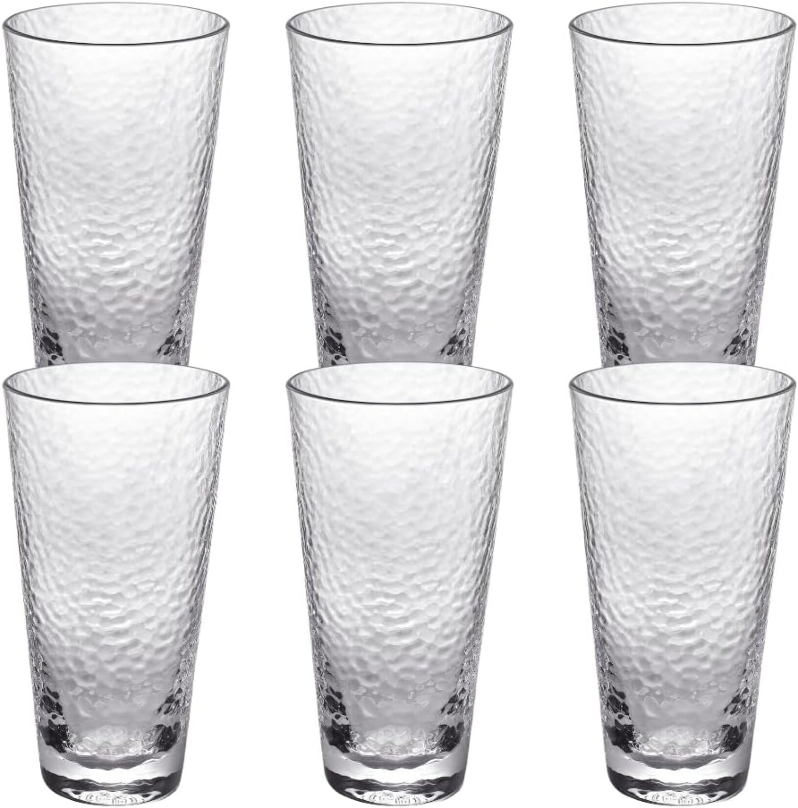 Wilmax Trinkgläser – 6er-Set – 320 ml – Gehämmerter Stil – Spülmaschinenfest | 08682455437543