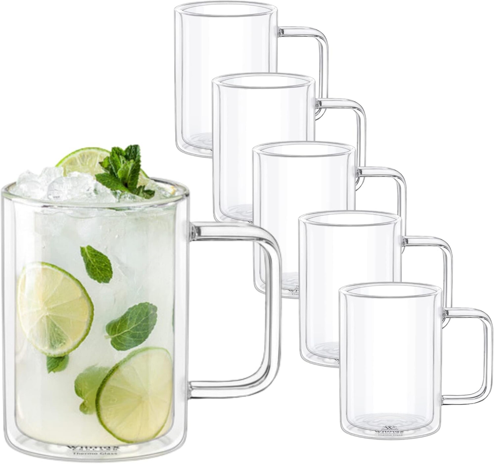 Thermogl&auml;ser - 6 St&uuml;ck - 400 ml Doppelwandige Kaffeetassen f&uuml;r hei&szlig;e & kalte Getr&auml;nke - Bild 1