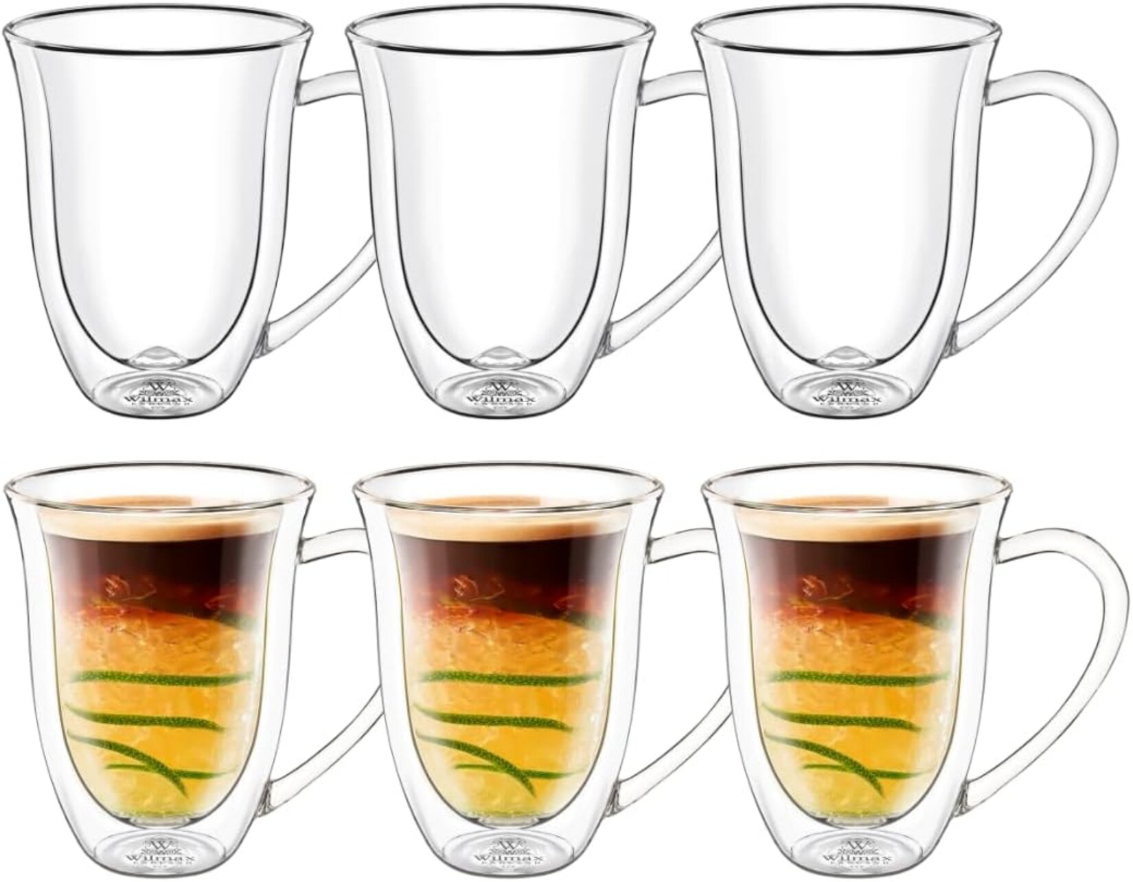 Wilmax Thermogläser mit Henkel – 6er-Set – 300 ml – Doppelwandig & spülmaschinenfest | 08682455437659