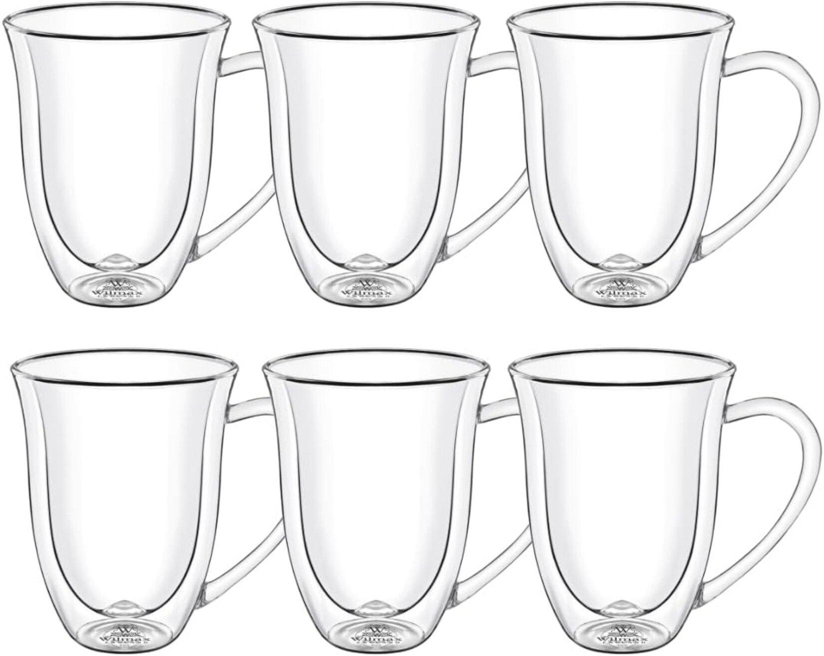 Wilmax Thermogläser mit Henkel – 6er-Set – 400 ml – Doppelwandig & spülmaschinenfest | 08682455437680