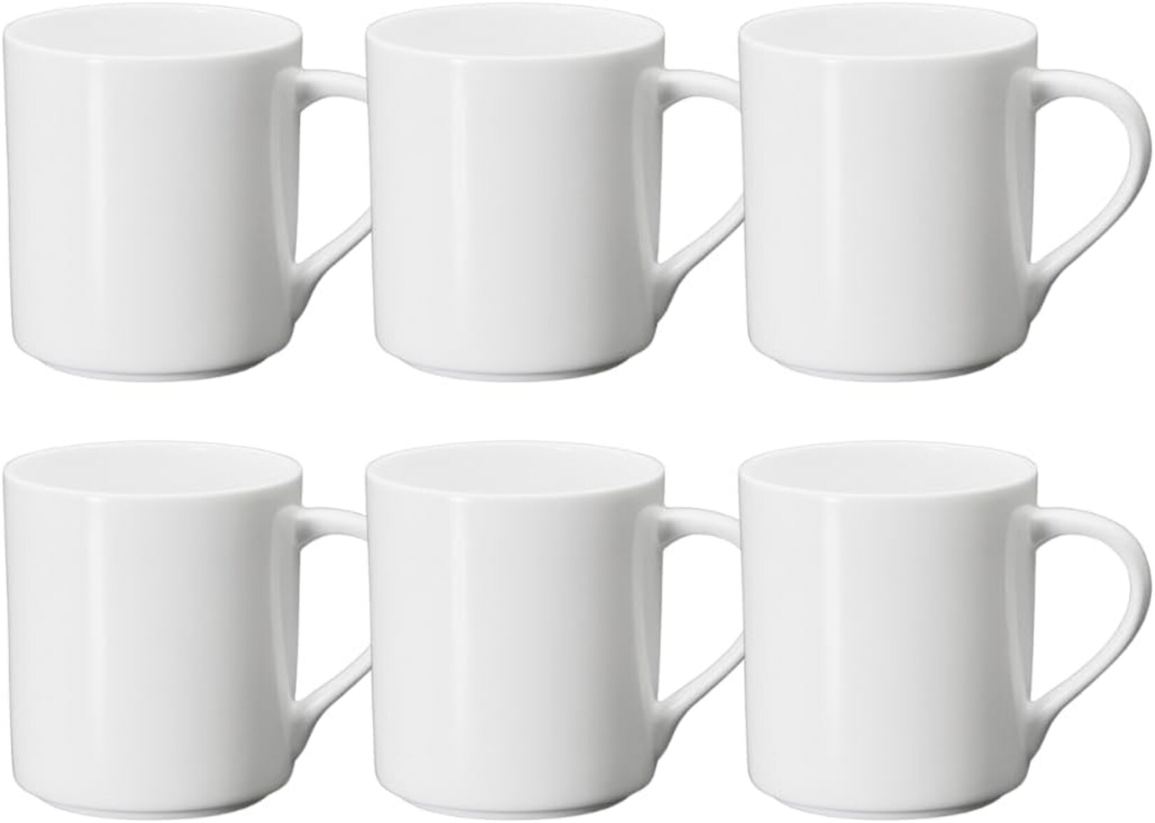 Wilmax Porzellan Kaffeetassen 6er Set - 320 ml Teetassen mit Griff