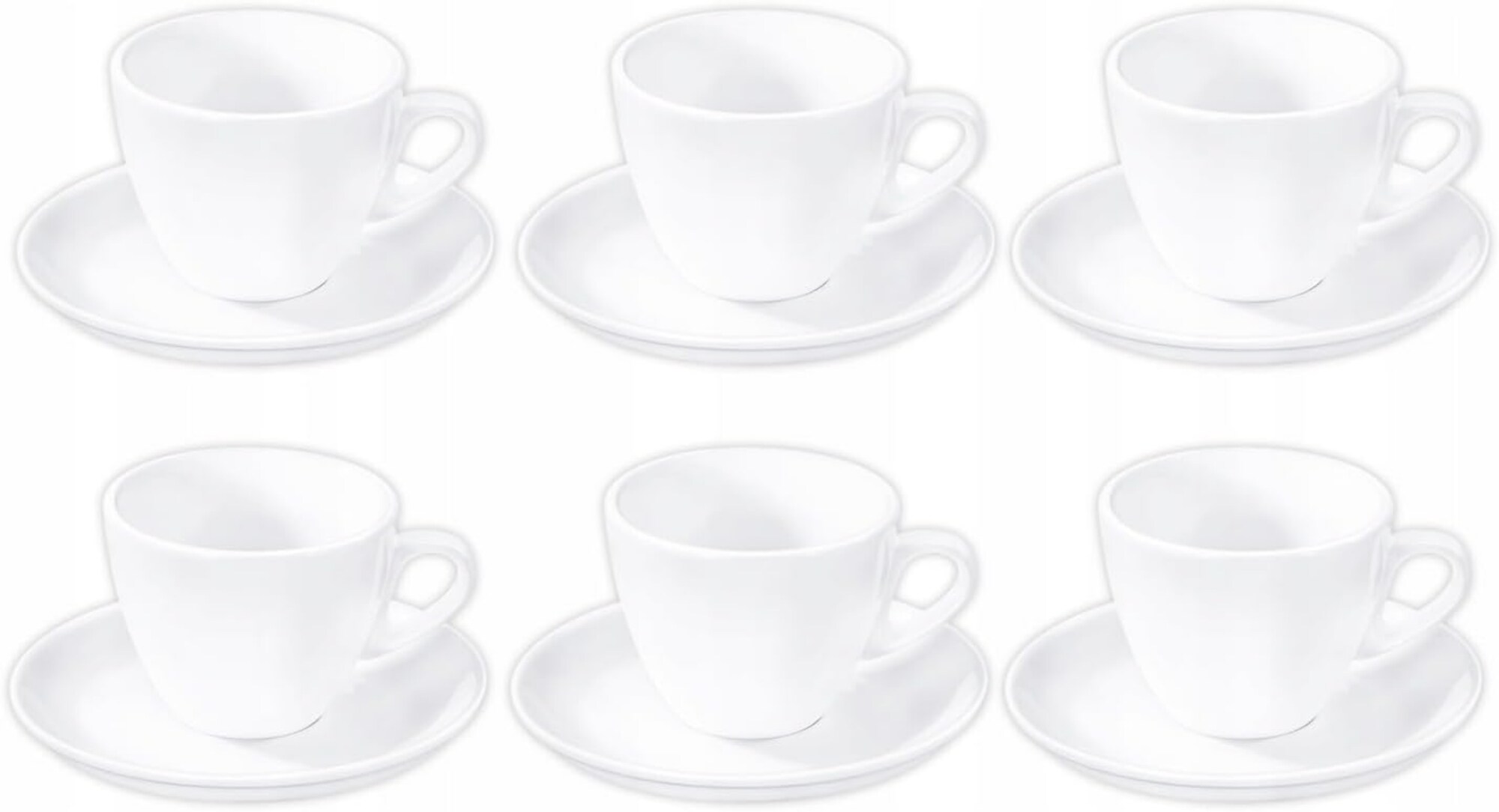 Wilmax &ndash; Tassen mit Untertassen &ndash; 6er-Set &ndash; 110 ml &ndash; Porzellan &ndash; Wei&szlig; &ndash; Geschirrset - Bild 1