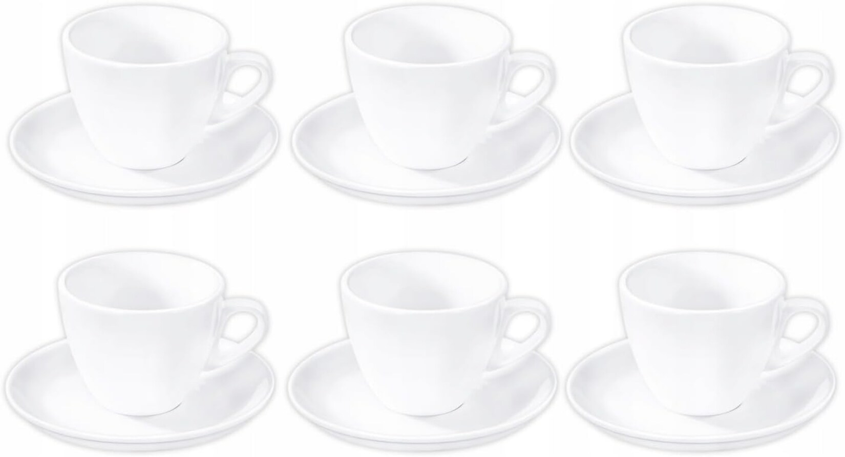Wilmax – Tassen mit Untertassen – 6er-Set – 110 ml – Porzellan – Weiß – Geschirrset | 08682455438069