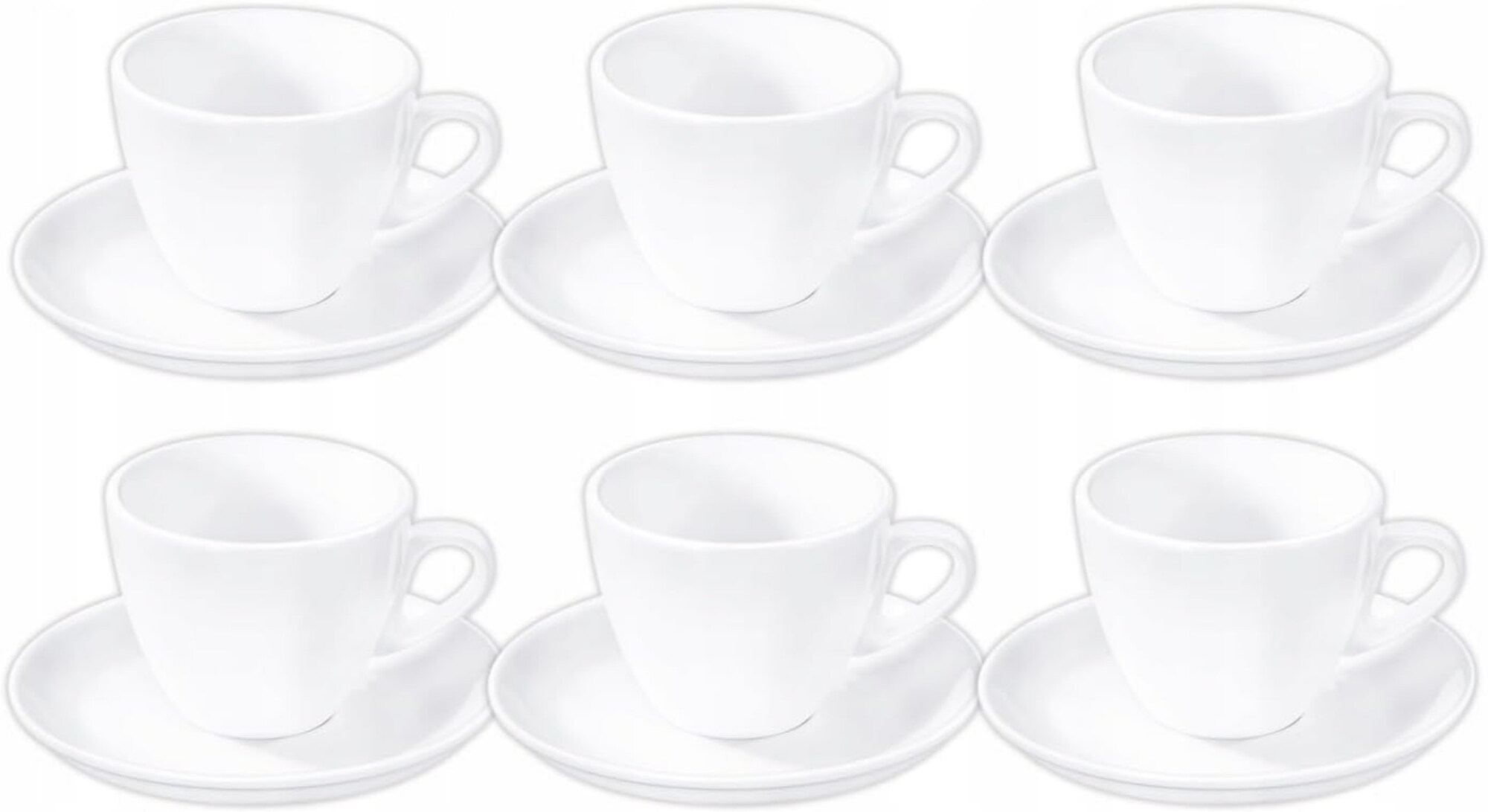 Wilmax Tassenset 6er &ndash; 300 ml Kaffeetassen mit Untertassen &ndash; Porzellan Wei&szlig; - Bild 1