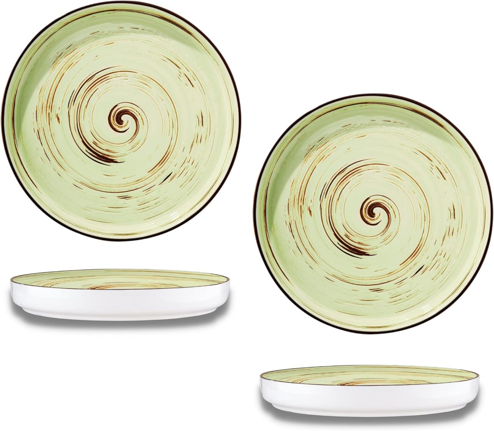 Wilmax Flache Gourmetteller SPIRAL 2er-Set – 23 cm – Originelle Form, Pistazienfarbe | 08682455438151