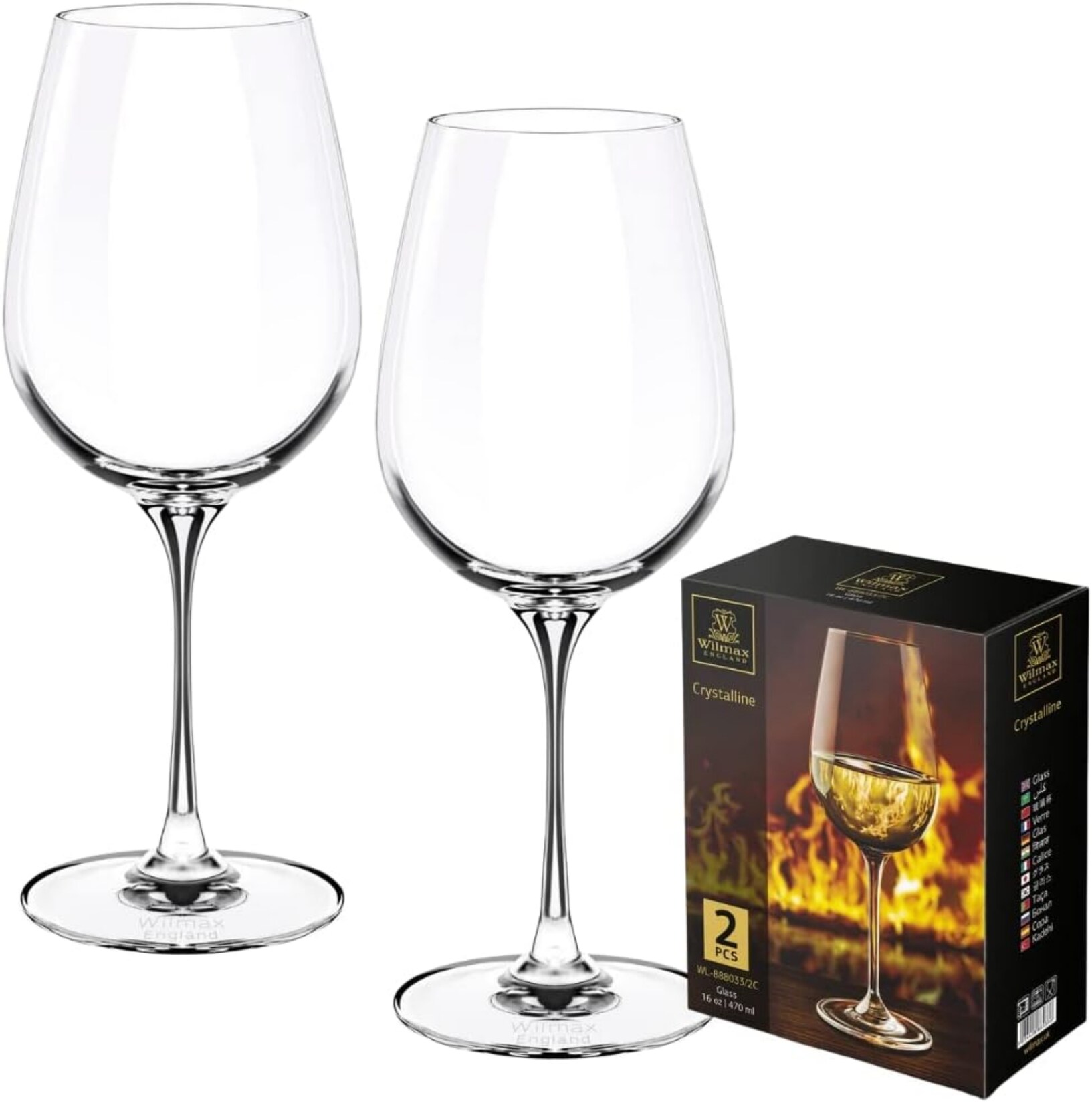 Weingläser 2er-Set - 470 ml - Weißweingläser & Rotweingläser - Kristallgläser