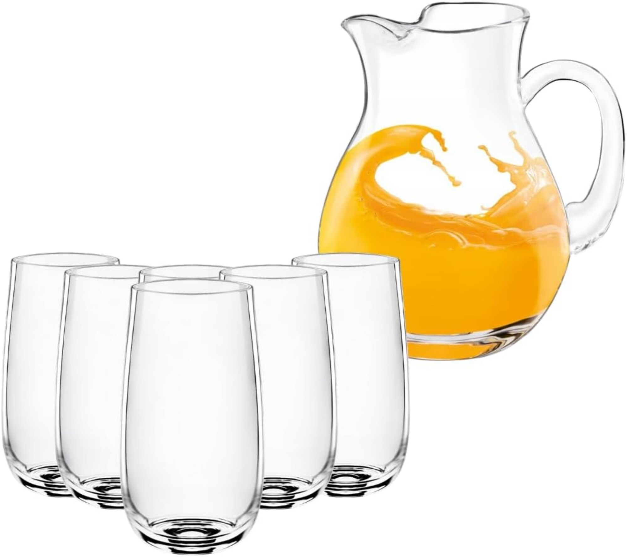 Wilmax Glaskrug 1 L mit 6 Wassergl&auml;sern 540 ml &ndash; Getr&auml;nkeset aus Kristallglas - Bild 1