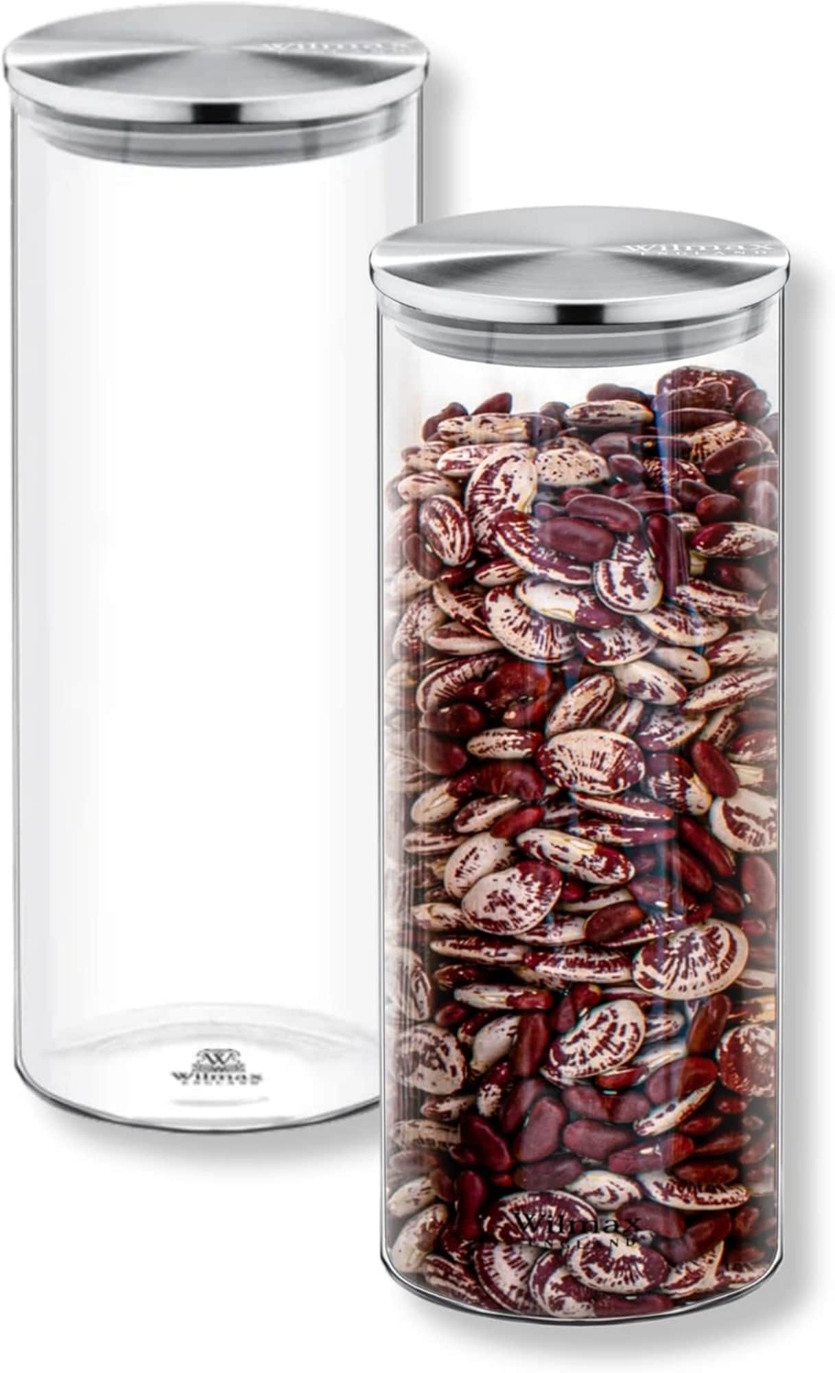 Wilmax Glasbeh&auml;lter mit Metalldeckel &ndash; 2er Set, 1600 ml &ndash; Vorratsdosen mit Schraubdeckel - Bild 1