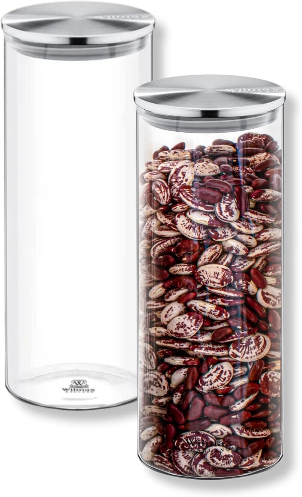 Wilmax Glasbehälter mit Metalldeckel – 2er Set, 1600 ml – Vorratsdosen mit Schraubdeckel | 08682455438311
