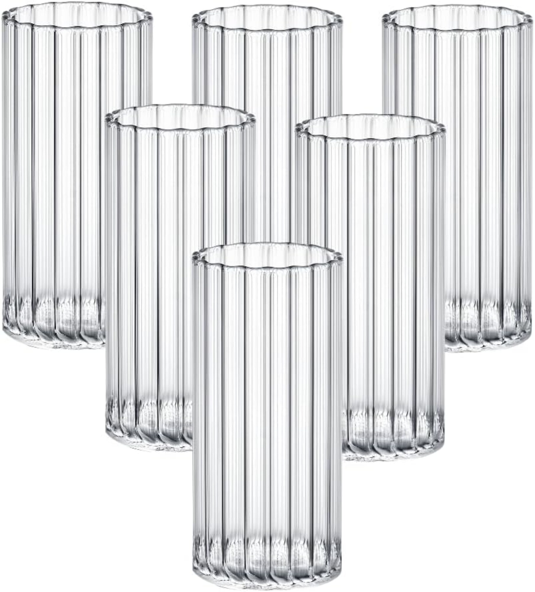 Wilmax Trinkgl&auml;ser aus geriffeltem Glas &ndash; 6er Set, 300 ml, Elegantes Design - Bild 1