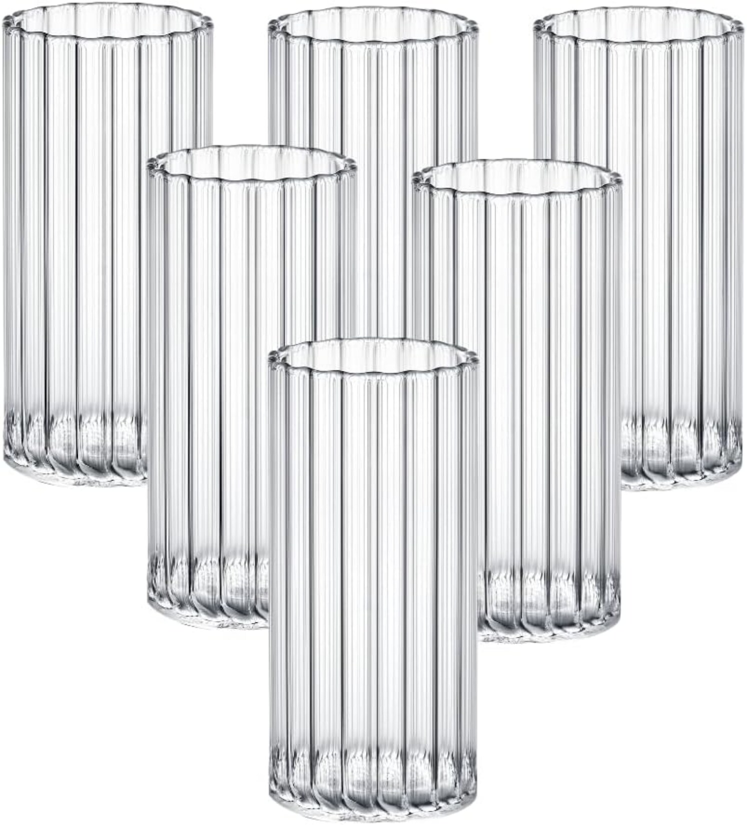 Wilmax Trinkgläser aus geriffeltem Glas – 6er Set, 300 ml, Elegantes Design | 08682455438342