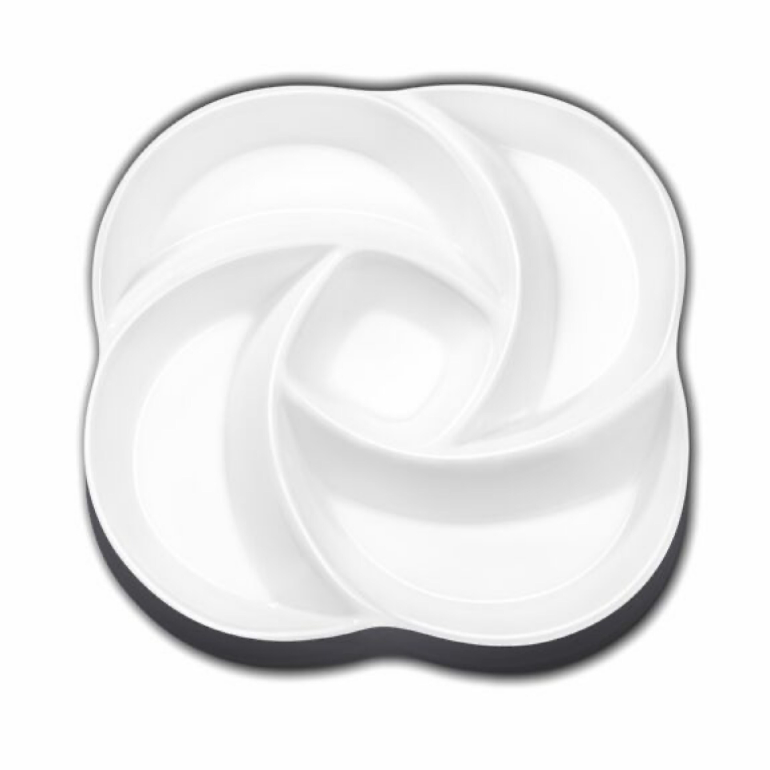 2 Stk. Set Servierplatte, 30 cm &ndash; Wei&szlig;e Porzellanplatte mit eleganten geschwungenen F&auml;chern - Bild 1
