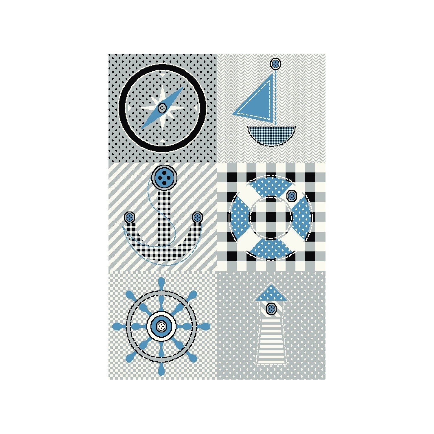 Kinderteppiche in versch. Gr&ouml;&szlig;en rechteckig 11 mm Kurzflor Teppich Seemann Motiv - Bild 1