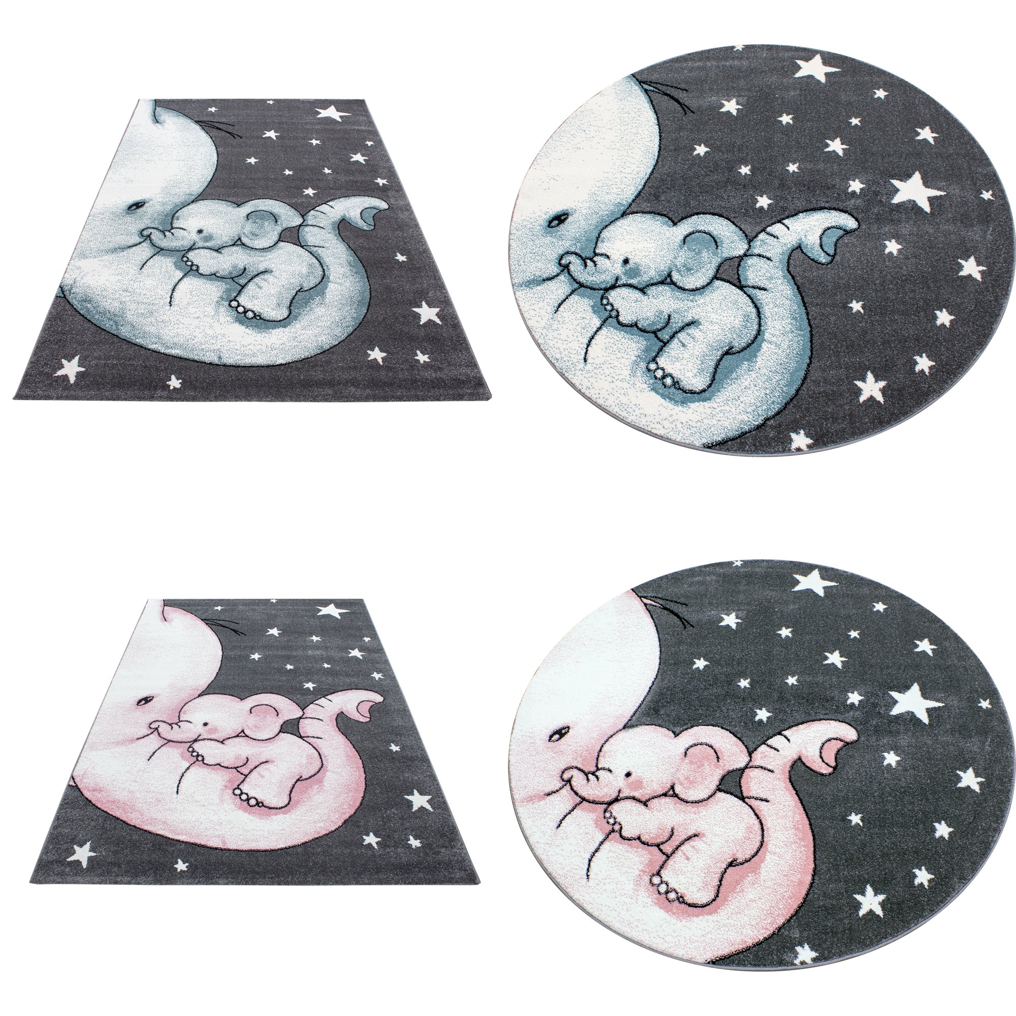 S&uuml;&szlig;er Elefantenteppich f&uuml;r Kinderzimmer &ndash; Rechteckig oder Rund - Bild 1