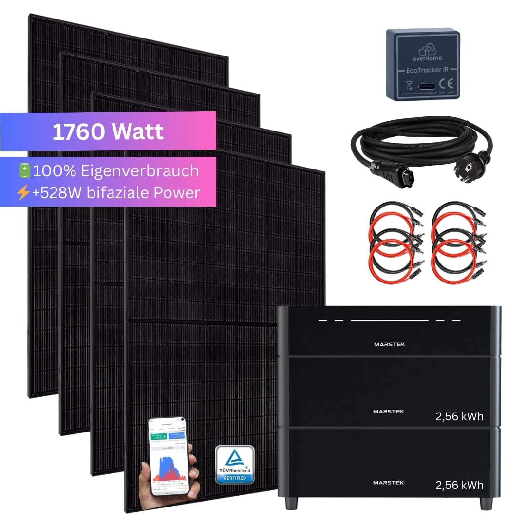 MyVoltaics&reg; 1760 Watt Balkonkraftwerk SET MIT SPEICHER Marstek Venus D 0-7,68 kWh, Smartmeter EcoTracker IR inklusive - Bild 1