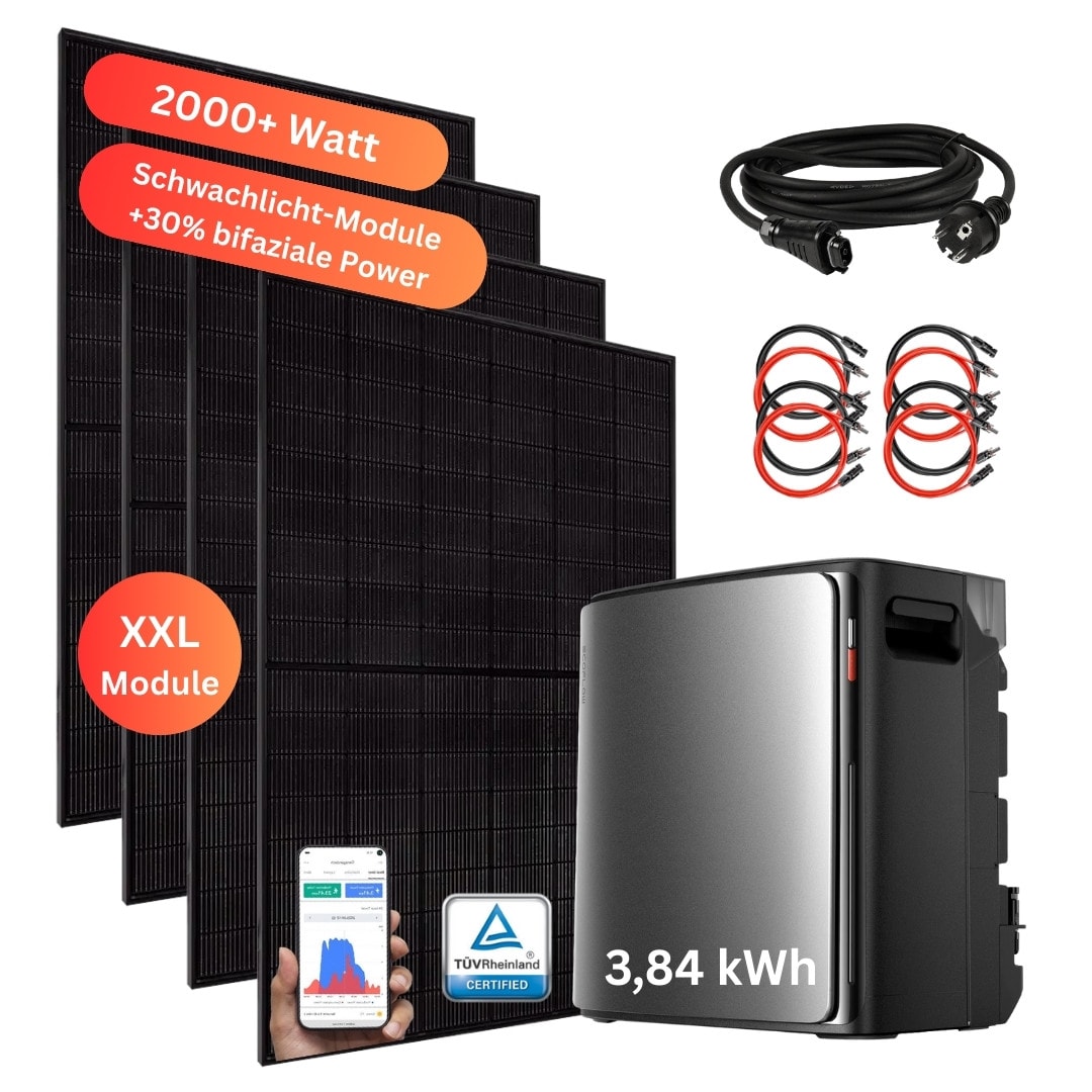 MyVoltaics 2000+ Watt Balkonkraftwerk mit Speicher STREAM Ultra X 3,84 kWh Smart-Meter, Halterung Befestigung nach Wahl - Bild 1