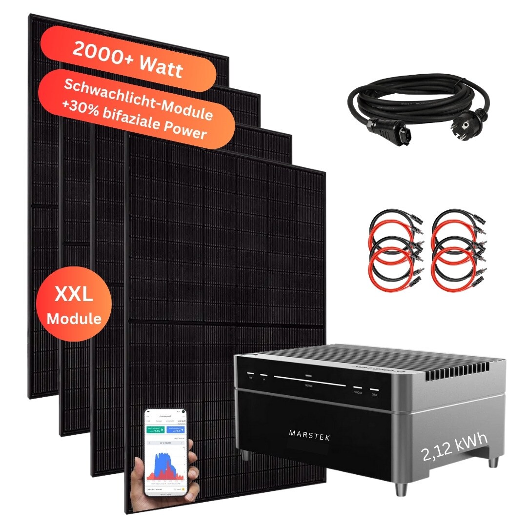 MYVOLTAICS 2000+ Watt Balkonkraftwerk mit Speicher Marstek Venus A 2,12 kW Komplettset 800W Halterung Befestigung nach Wahl - Bild 1