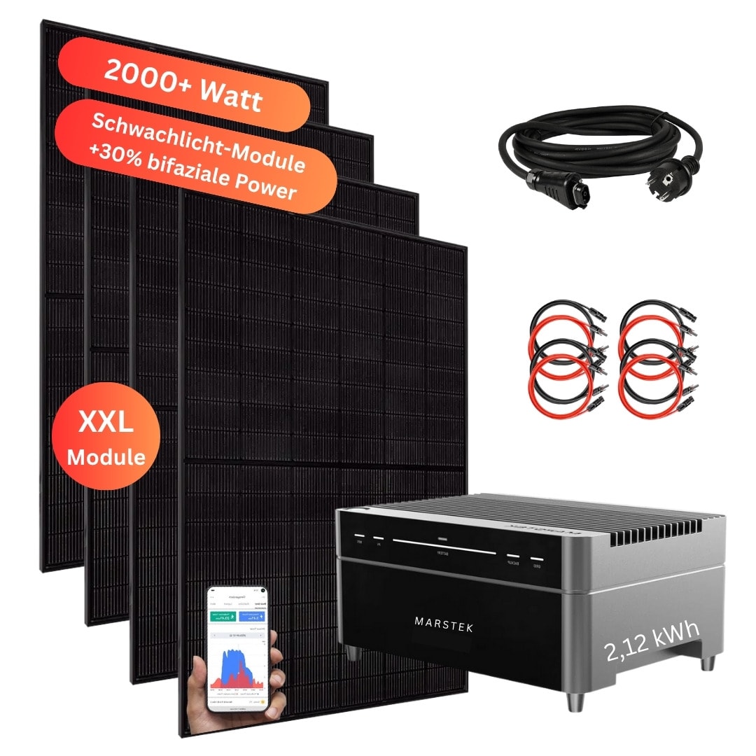 MYVOLTAICS 2000+ Watt Balkonkraftwerk mit Speicher Marstek Venus A 2,12 kW Komplettset 800W Halterung Befestigung nach Wahl - Bild 1