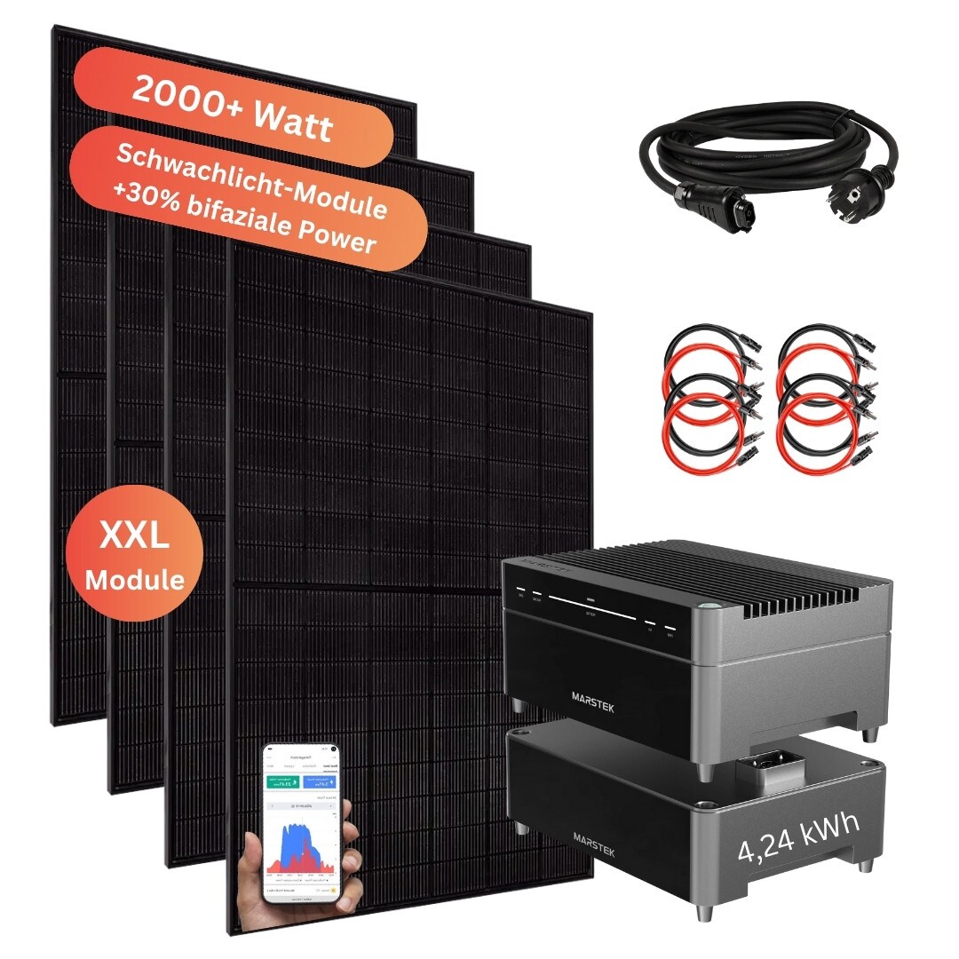 MYVOLTAICS 2000+ Watt Balkonkraftwerk mit Speicher Marstek Venus A 4,24 kW Komplettset 800W Halterung Befestigung nach Wahl - Bild 1