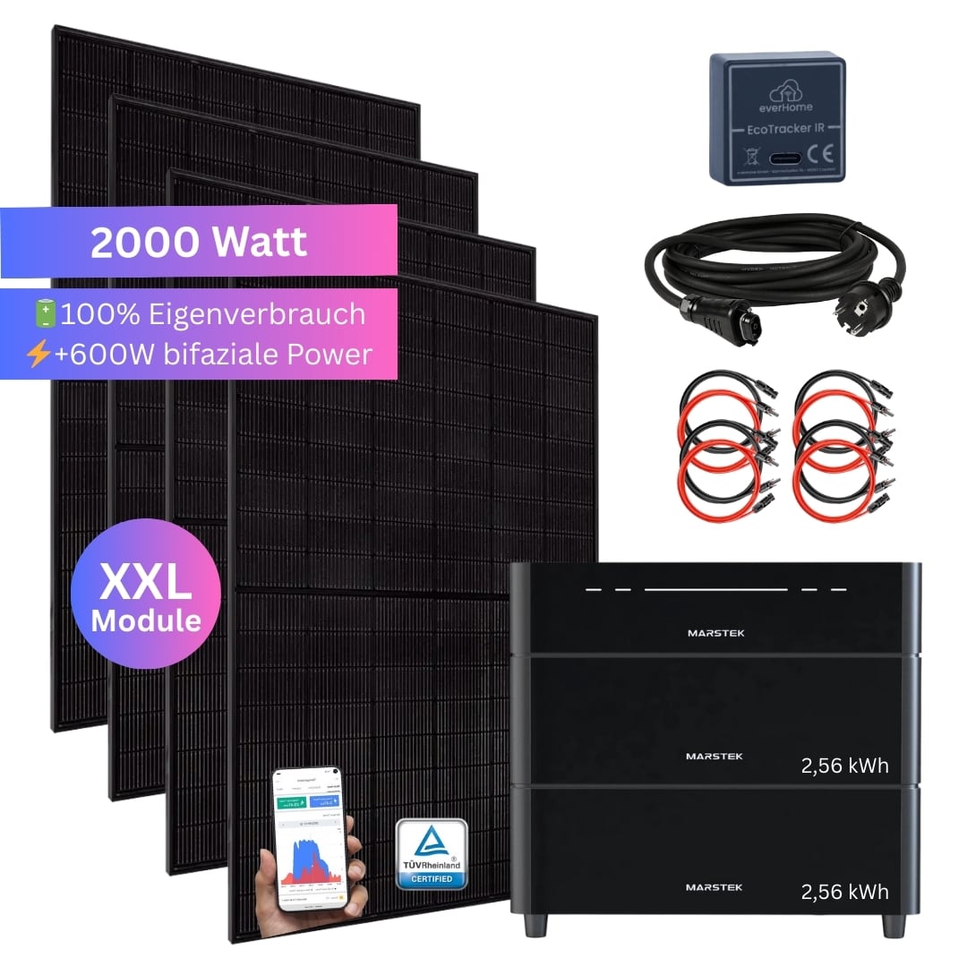 MyVoltaics&reg; 2000 Watt Balkonkraftwerk SET MIT SPEICHER Marstek Venus D 0-7,68 kWh, Smartmeter EcoTracker IR inklusive - Bild 1