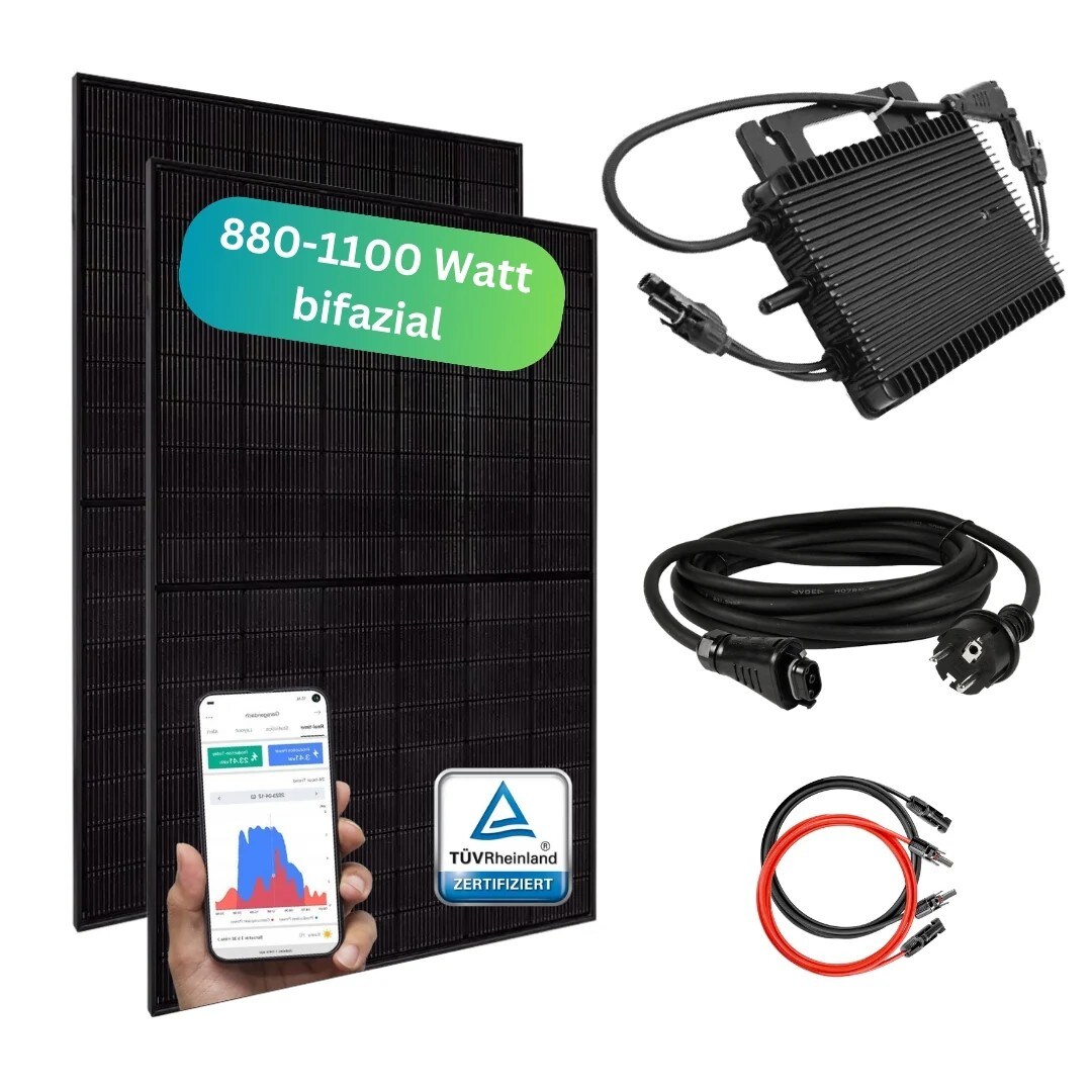 MYVOLTAICS MyBasic 880+ Watt Balkonkraftwerk Steckerfertig Komplettset bifazial neuester Hoymiles WIFI WR 800W WLAN & App - Bild 1