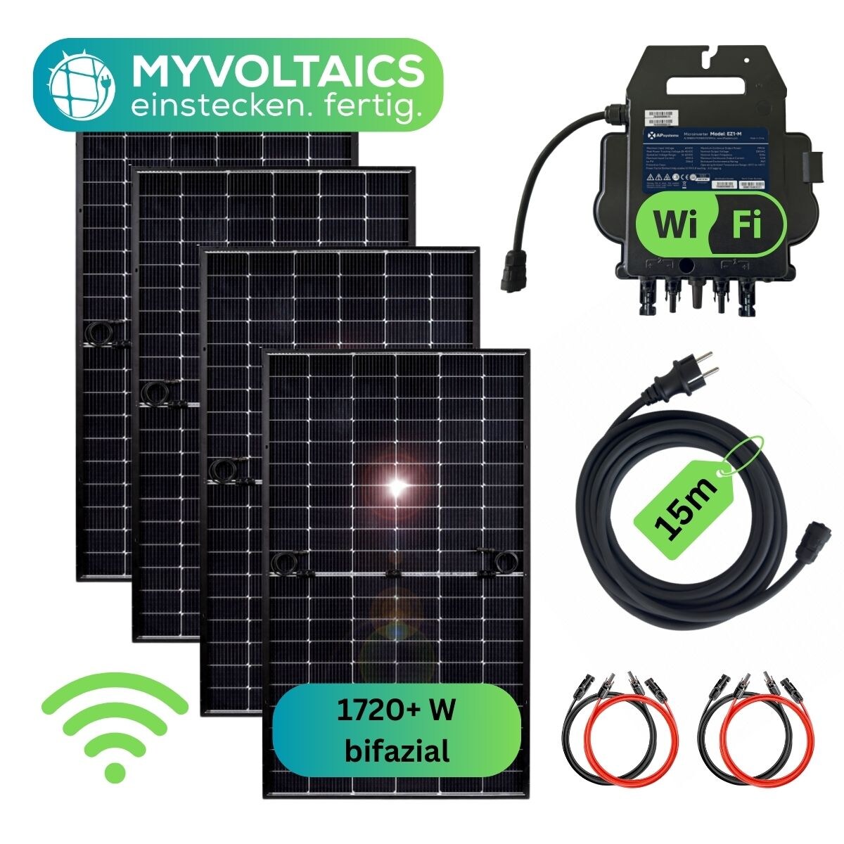 MyBasic Balkonkraftwerk 1760+ Watt – Premium transparent Variante | 04262414421420