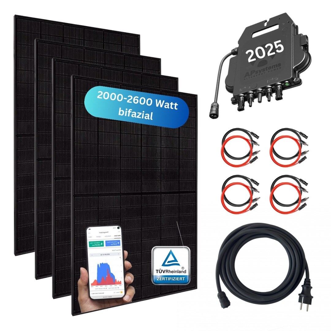MYVOLTAICS MyBasic XXL 2000+ Watt Balkonkraftwerk Komplettset Steckerfertig bifazial WIFI WR APsystems 800W WLAN & App - Bild 1