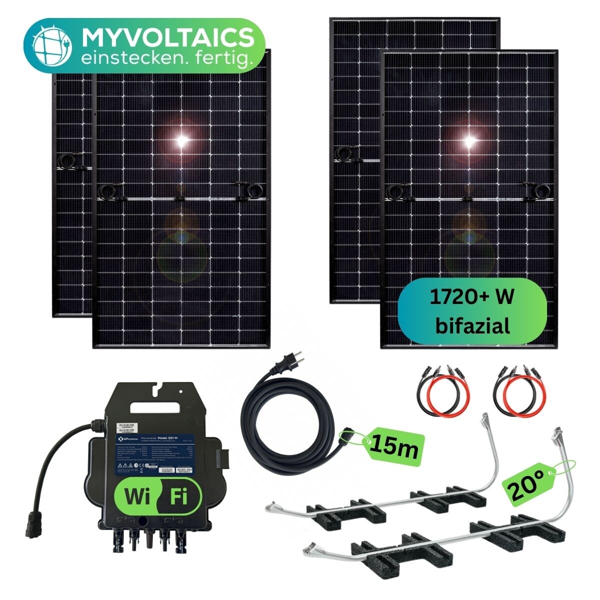 MyGarten Balkonkraftwerk 1760+ Watt – Premium transparent Variante | 04262414421246
