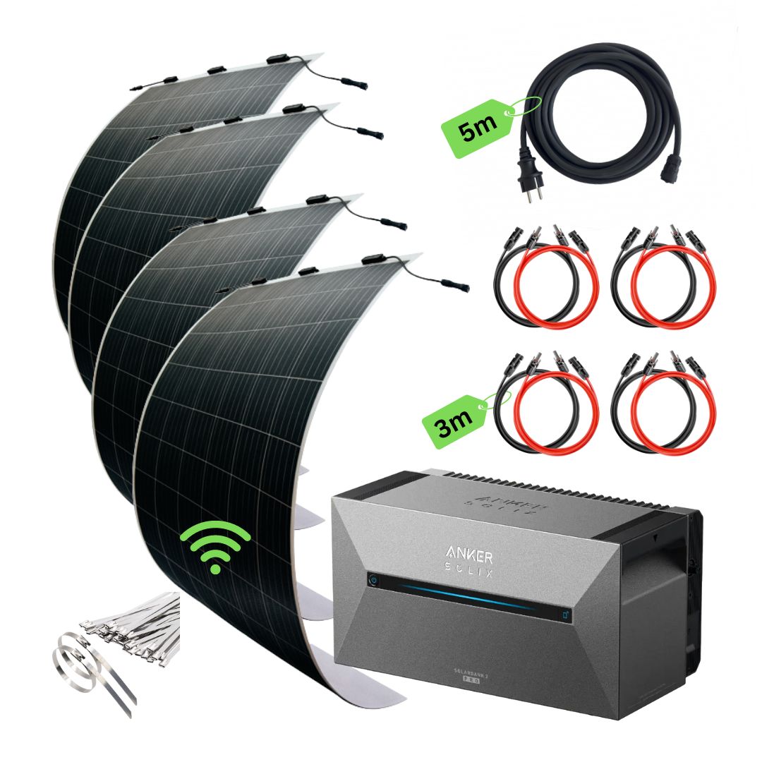 MYVOLTAICS MyUltraleicht 1240 Watt Balkonkraftwerk mit Speicher Anker SOLIX Solarbank 2 Pro 1,6 kWh 800W Steckerfertig - Bild 1