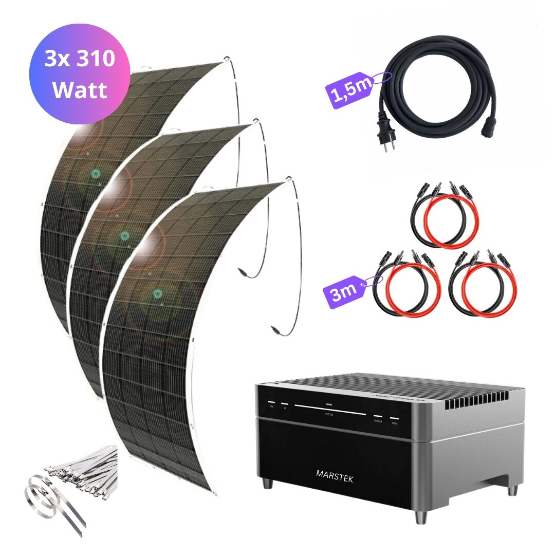 MYVOLTAICS MyUltraleicht Balkonkraftwerk 930W mit Speicher Marstek Venus A 2,12 kWh Komplettset 800W ultraleicht | 04262414423677