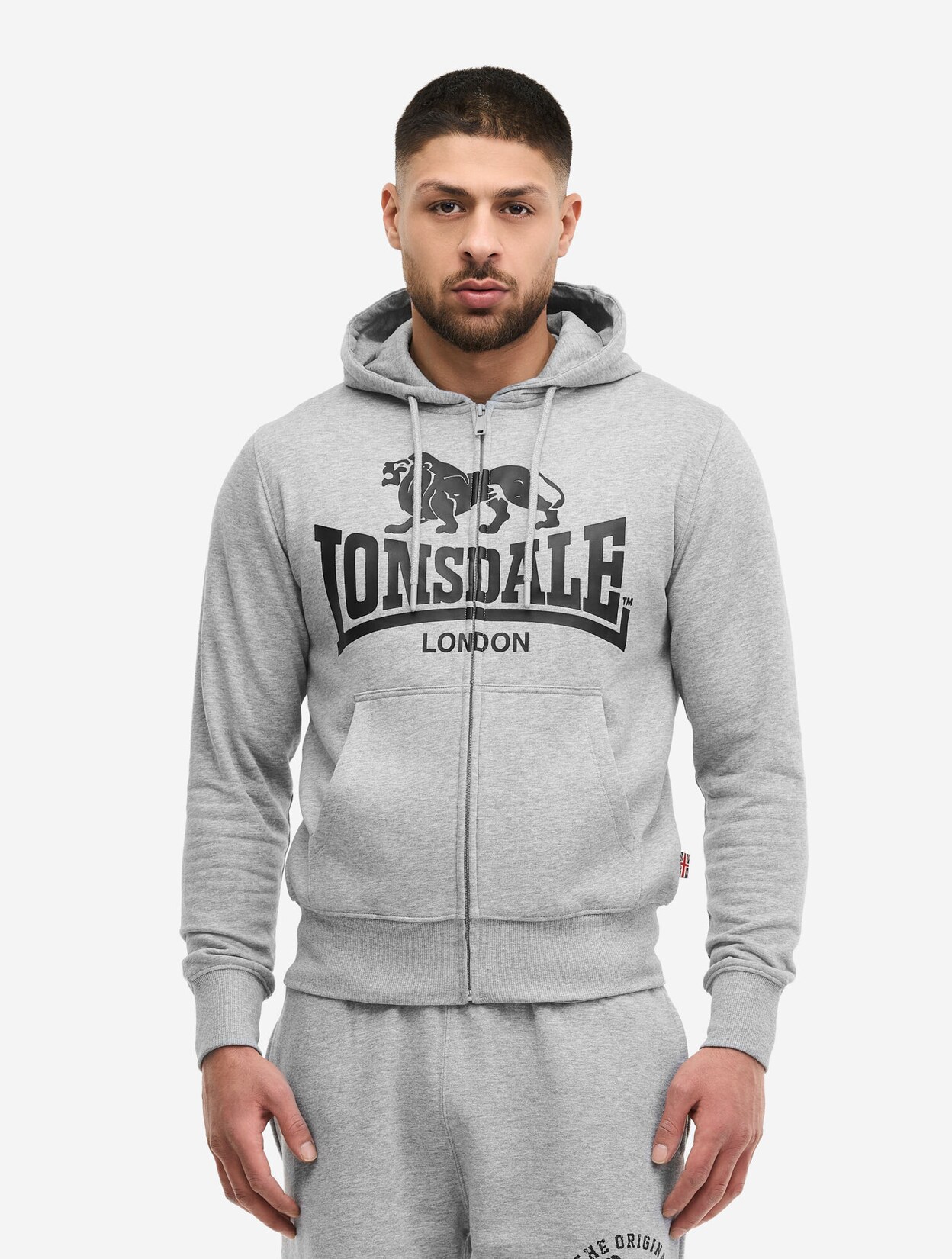 Lonsdale Herren Kapuzensweatjacke mit Reißverschluss schmale Passform KRAFTY