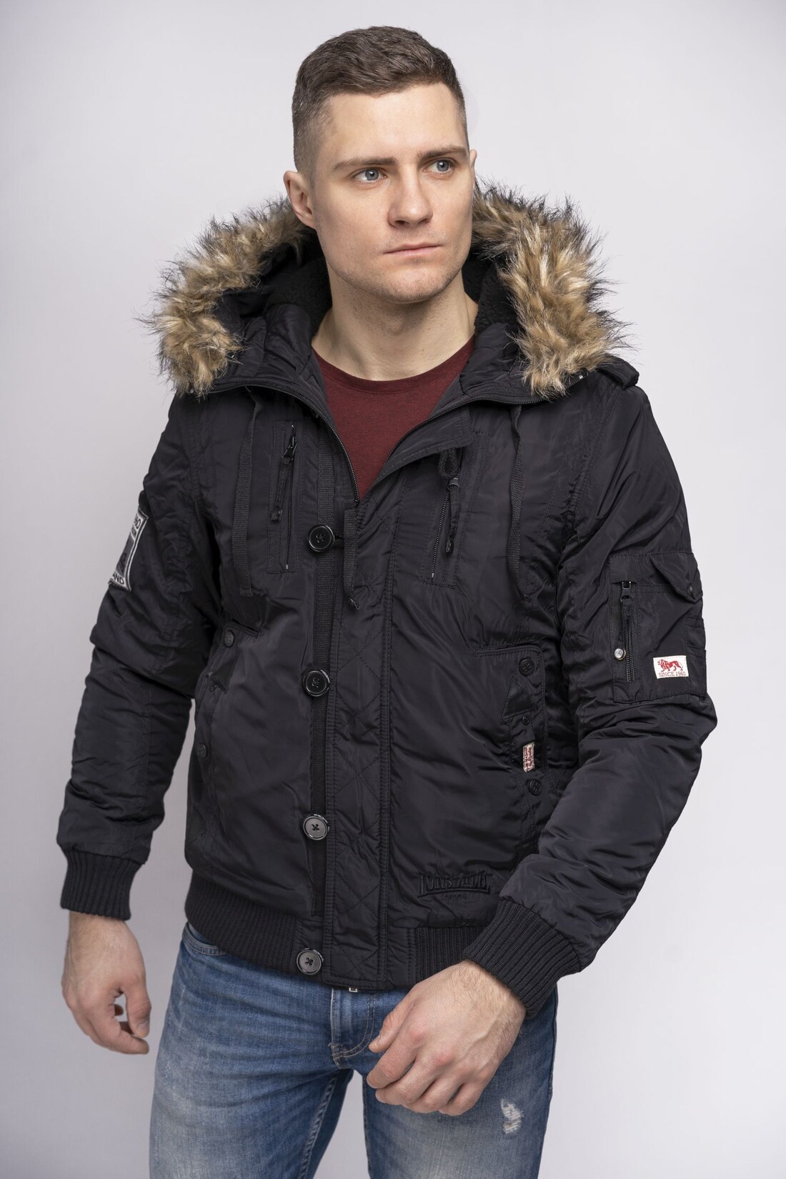 Lonsdale Herren Winterjacke mit Kapuze normale Passform JARRETH | 04250206359143