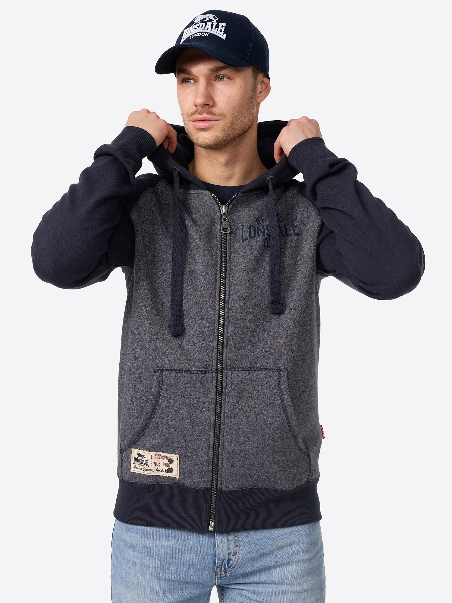Lonsdale Herren Kapuzensweatjacke mit Rei&szlig;verschluss schmale Passform SLOUGH - Bild 1