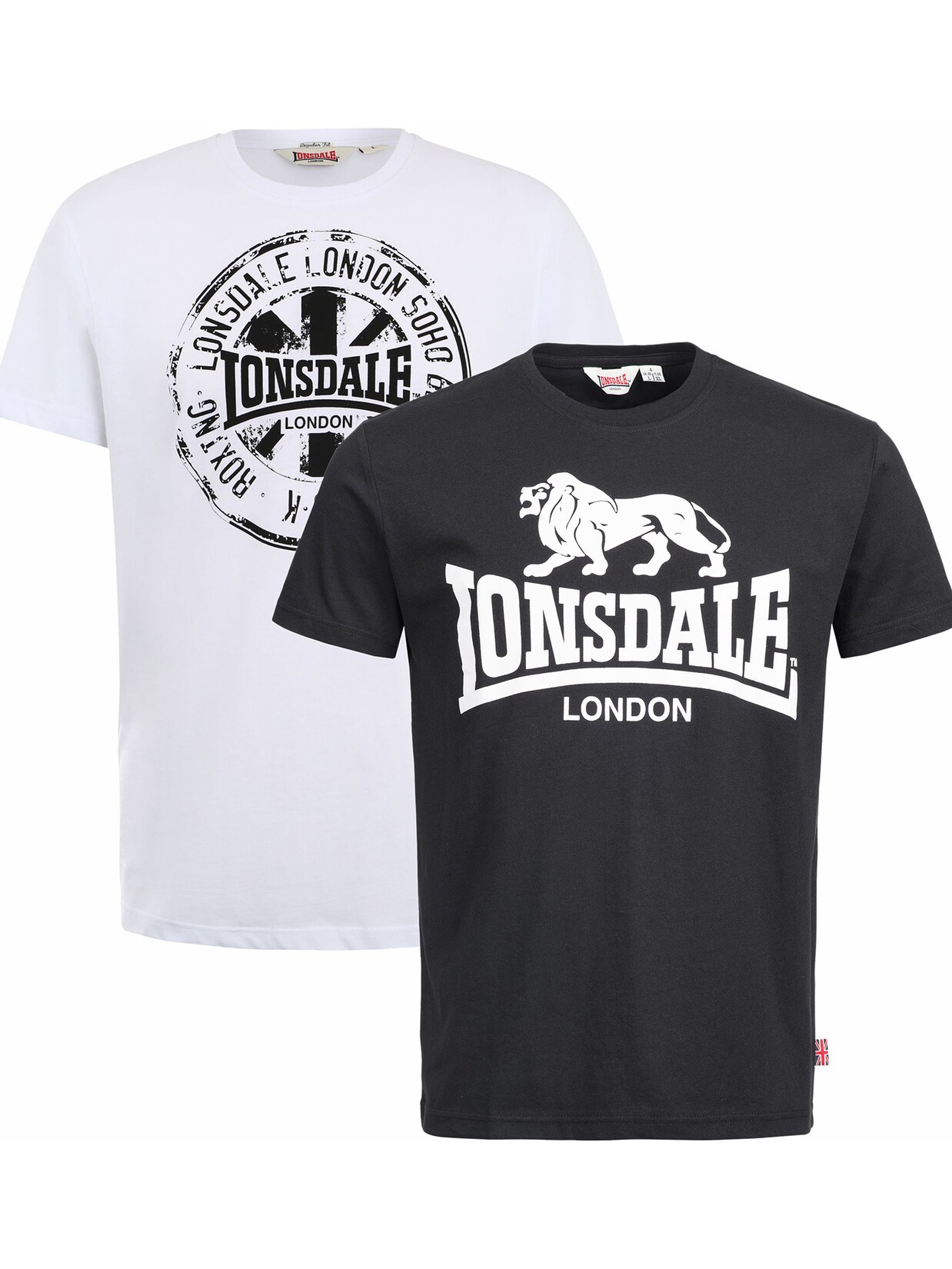 Lonsdale Herren T-Shirt normale Passform Doppelpack DILDAWN